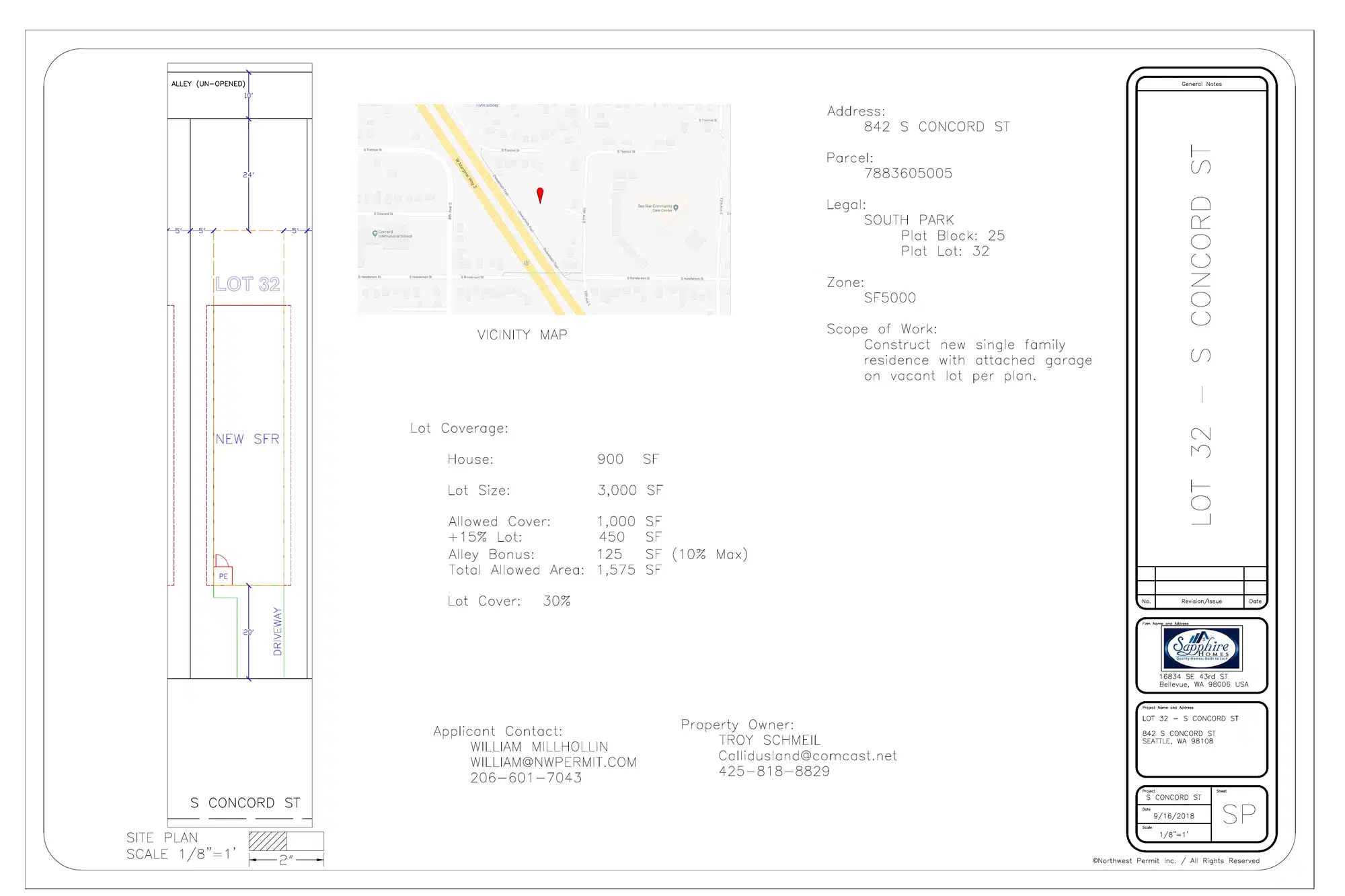 Site plan for 842 S Concord St