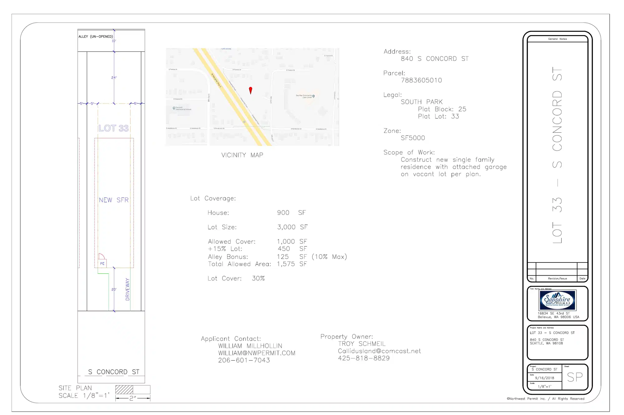 Site plan for 840 S Concord St