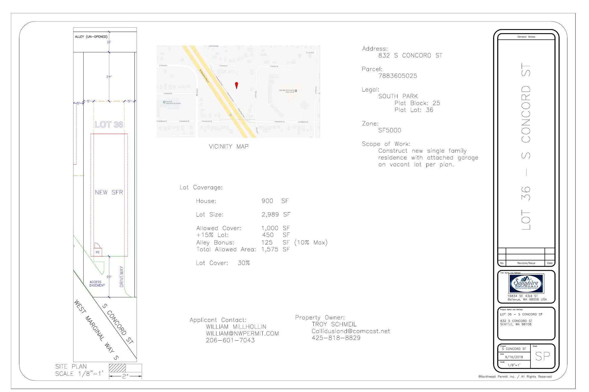Site plan for 832 S Concord St