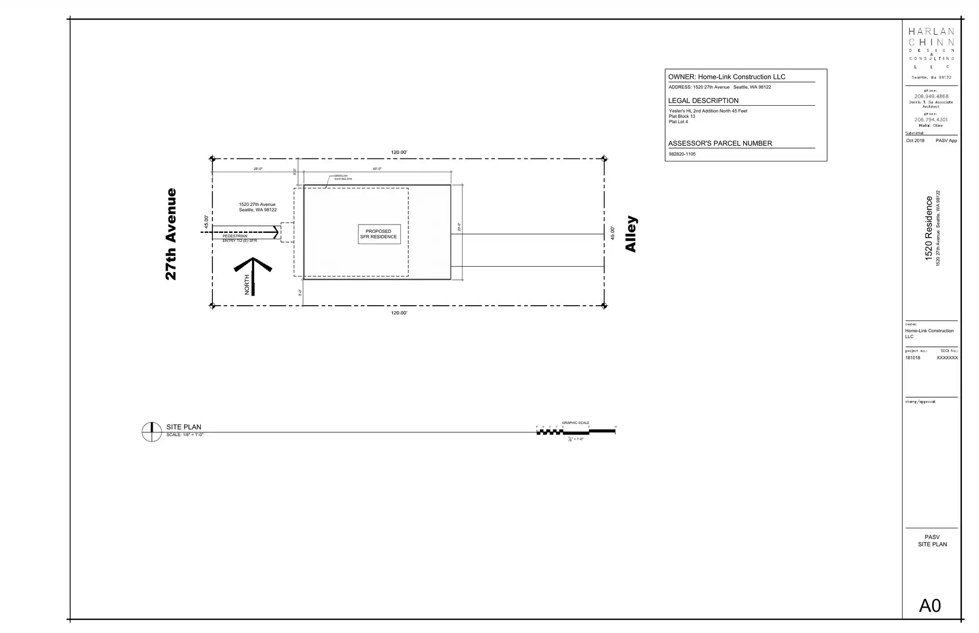 Site plan for 1520 27th Ave