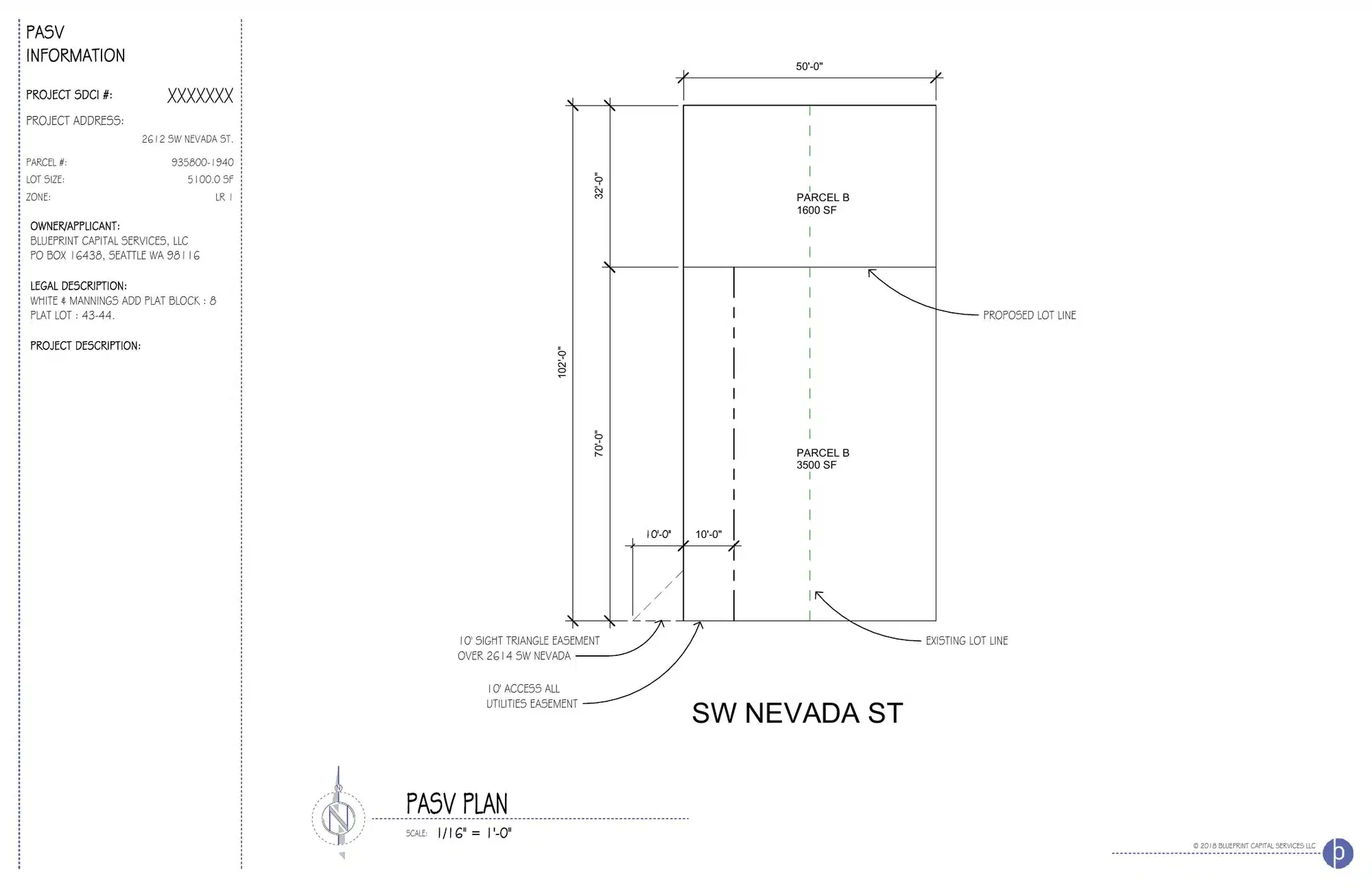Site plan for 2610 SW Nevada St