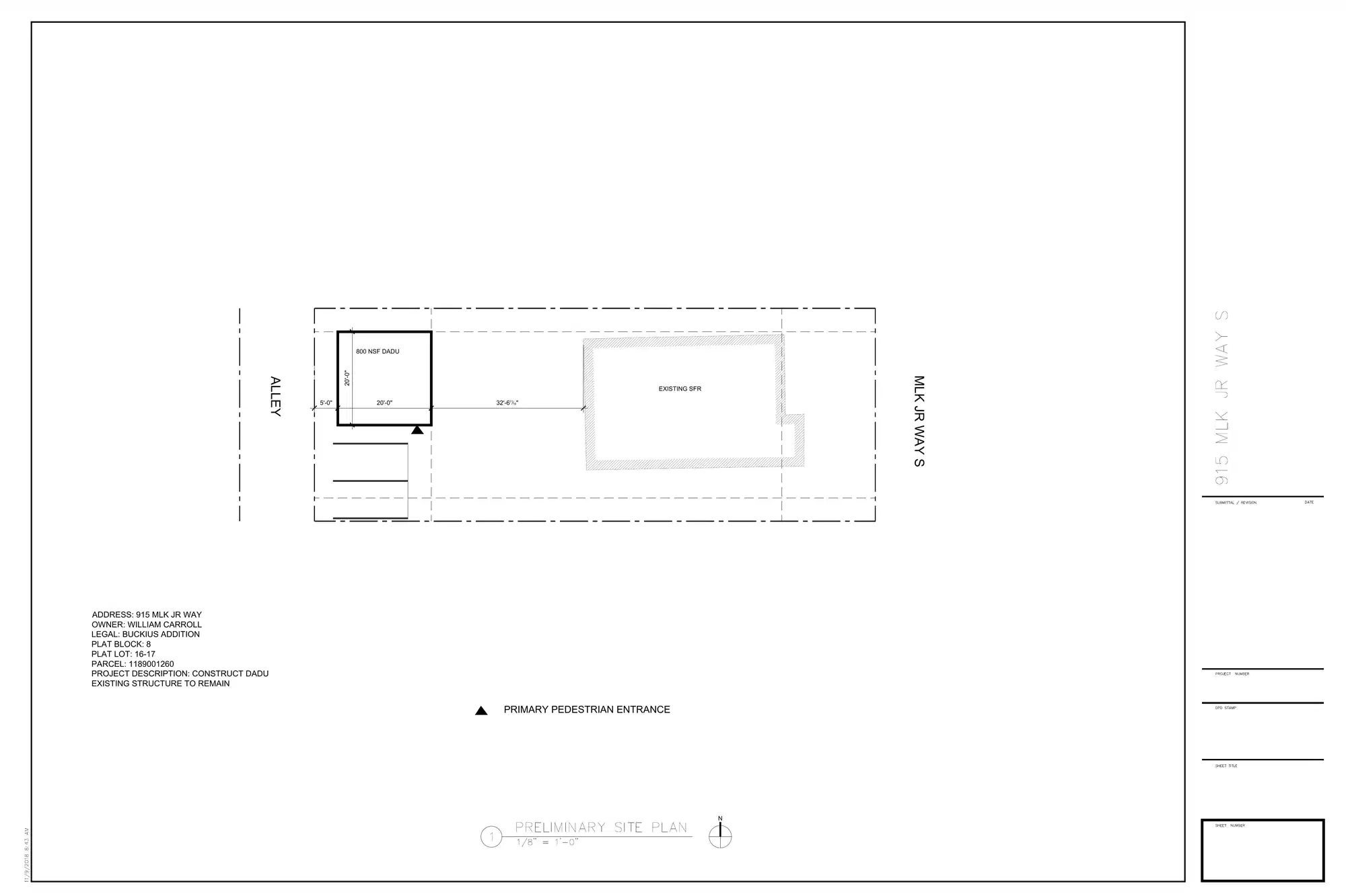 Site plan for 915 M L King Jr Way