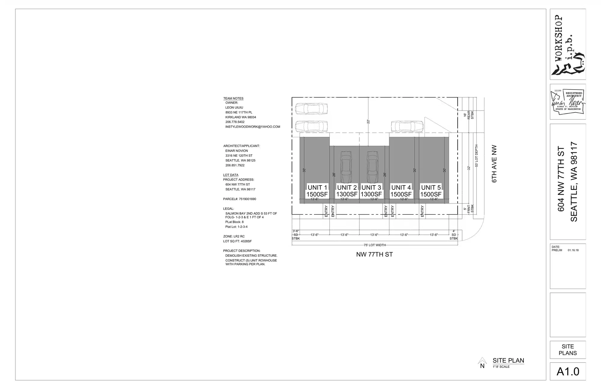Site plan for 7703 6th Ave NW