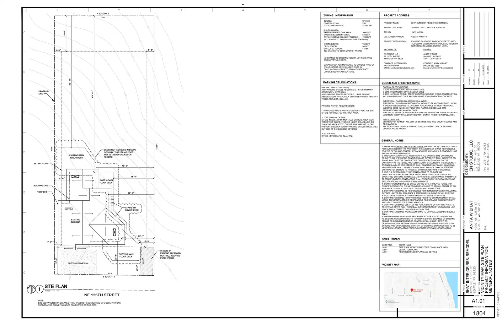 Site plan for 4020 NE 135th St