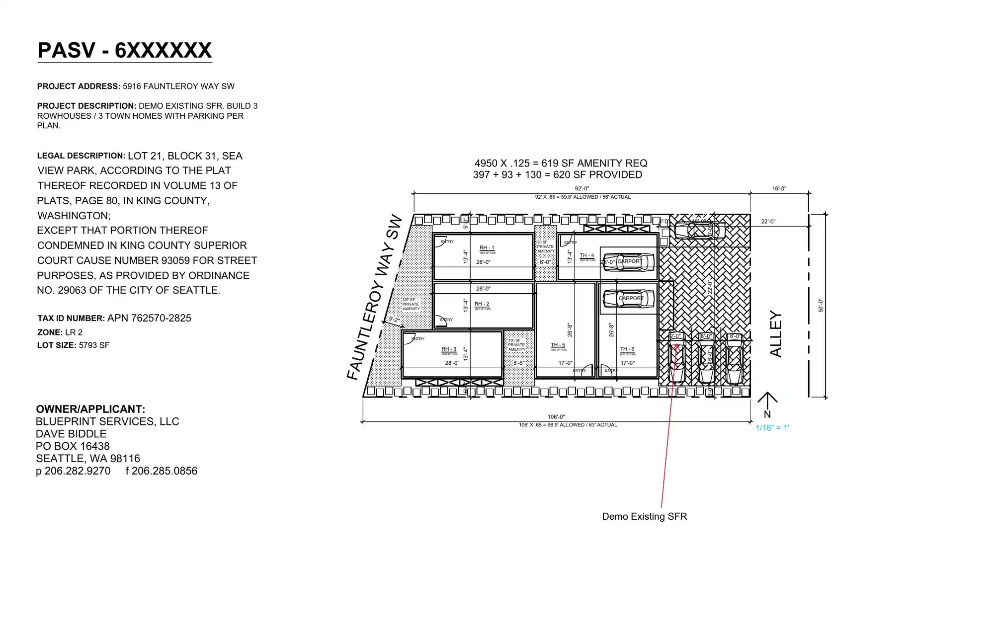 Site plan for 5916 Fauntleroy Way SW