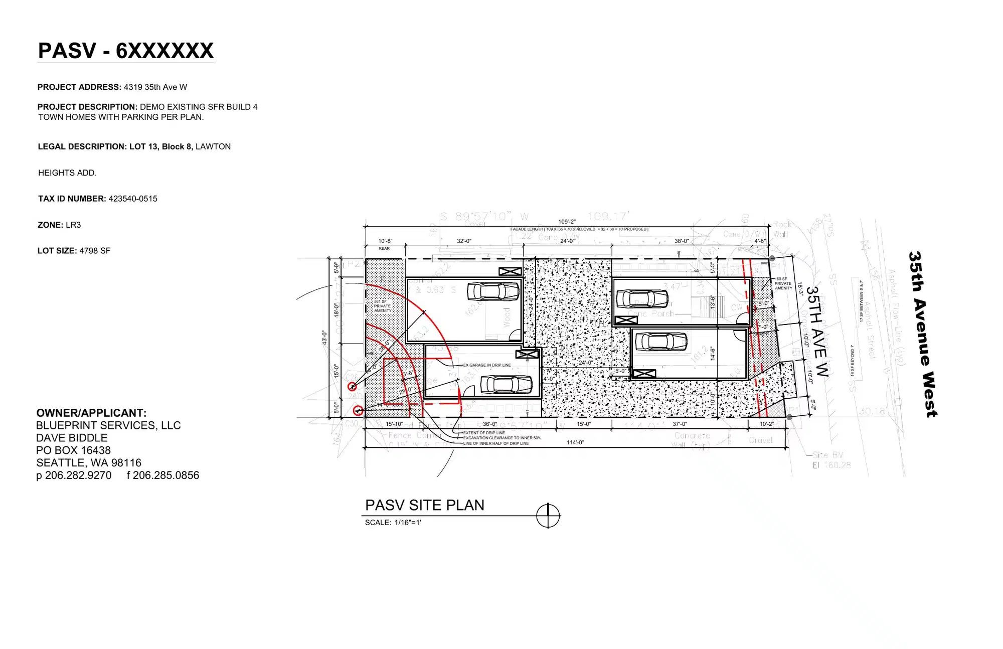 Site plan for 4319 35th Ave W