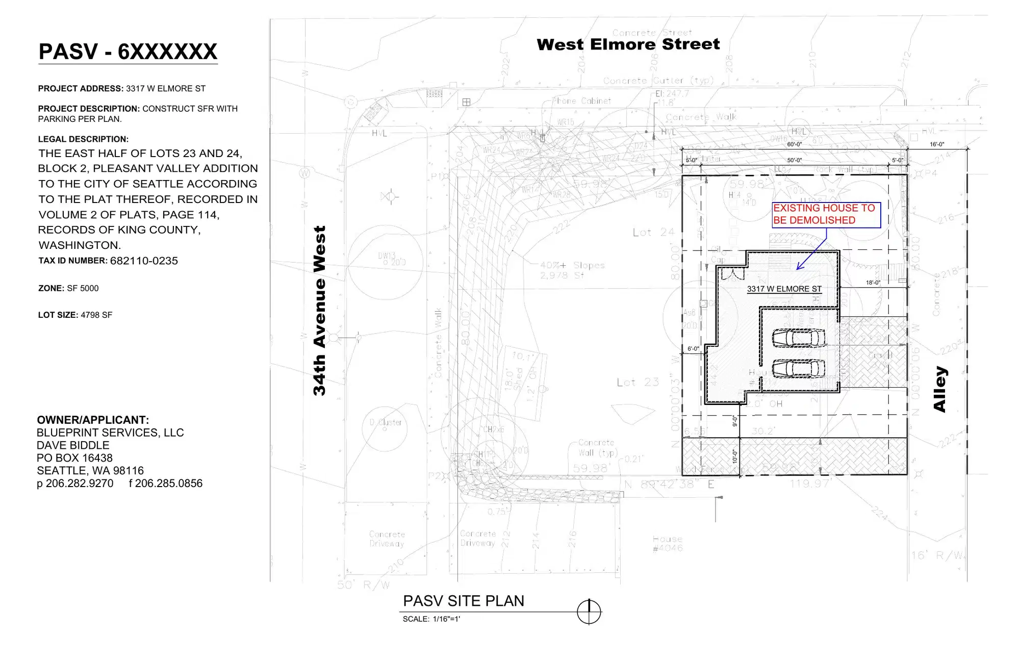Site plan for 3317 W Elmore St
