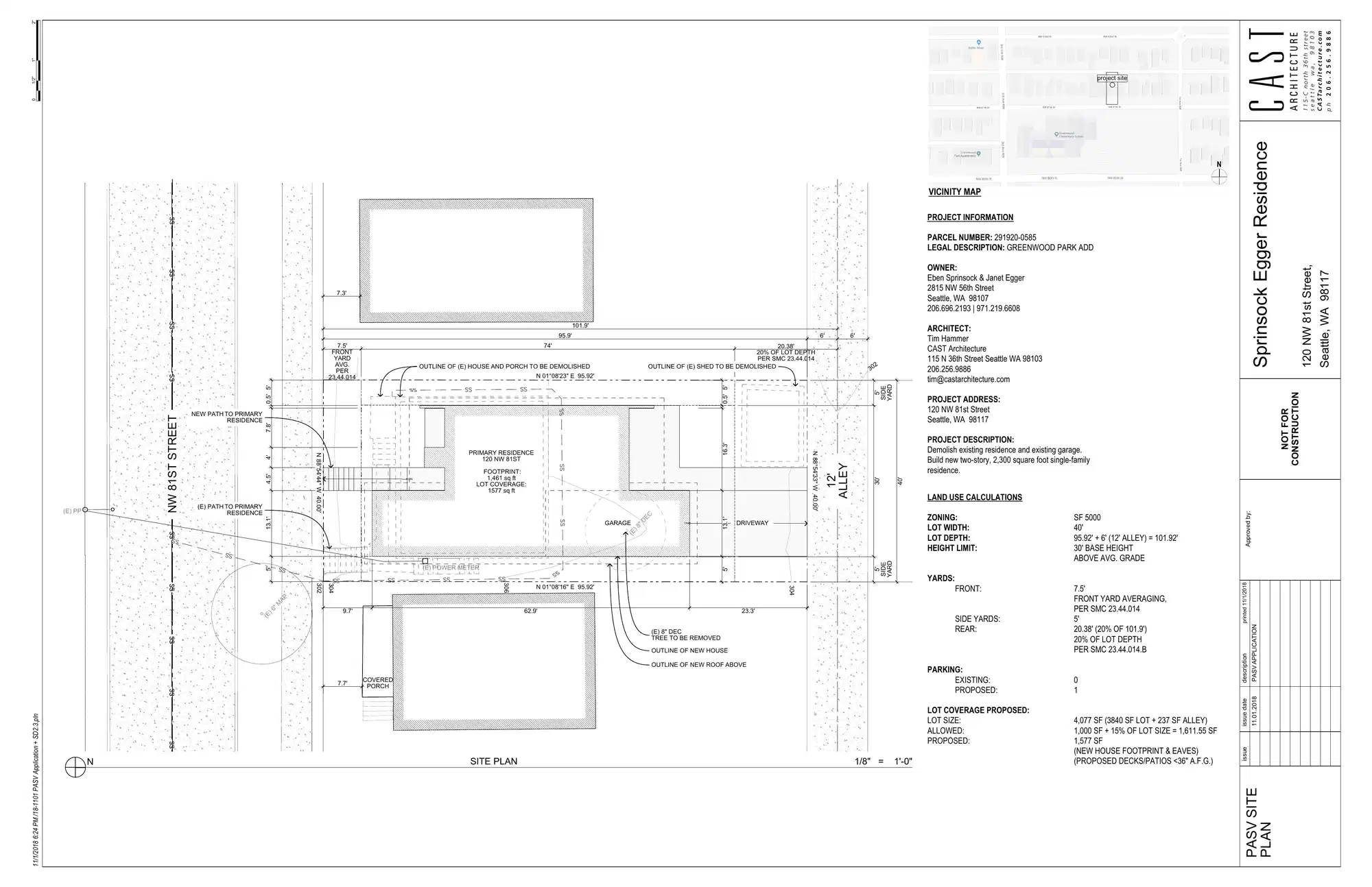 Site plan for 120 NW 81st St