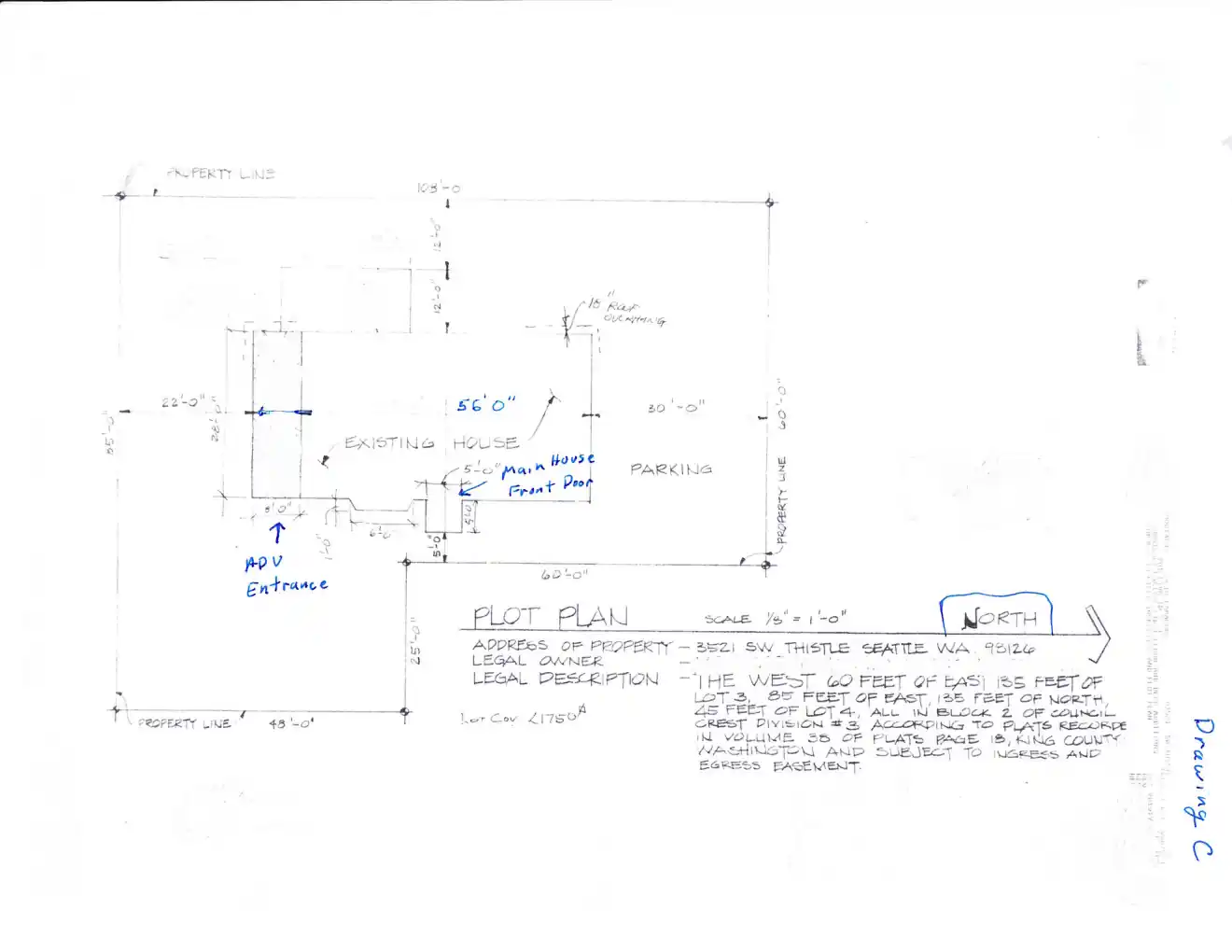 Site plan for 3521 SW Thistle St