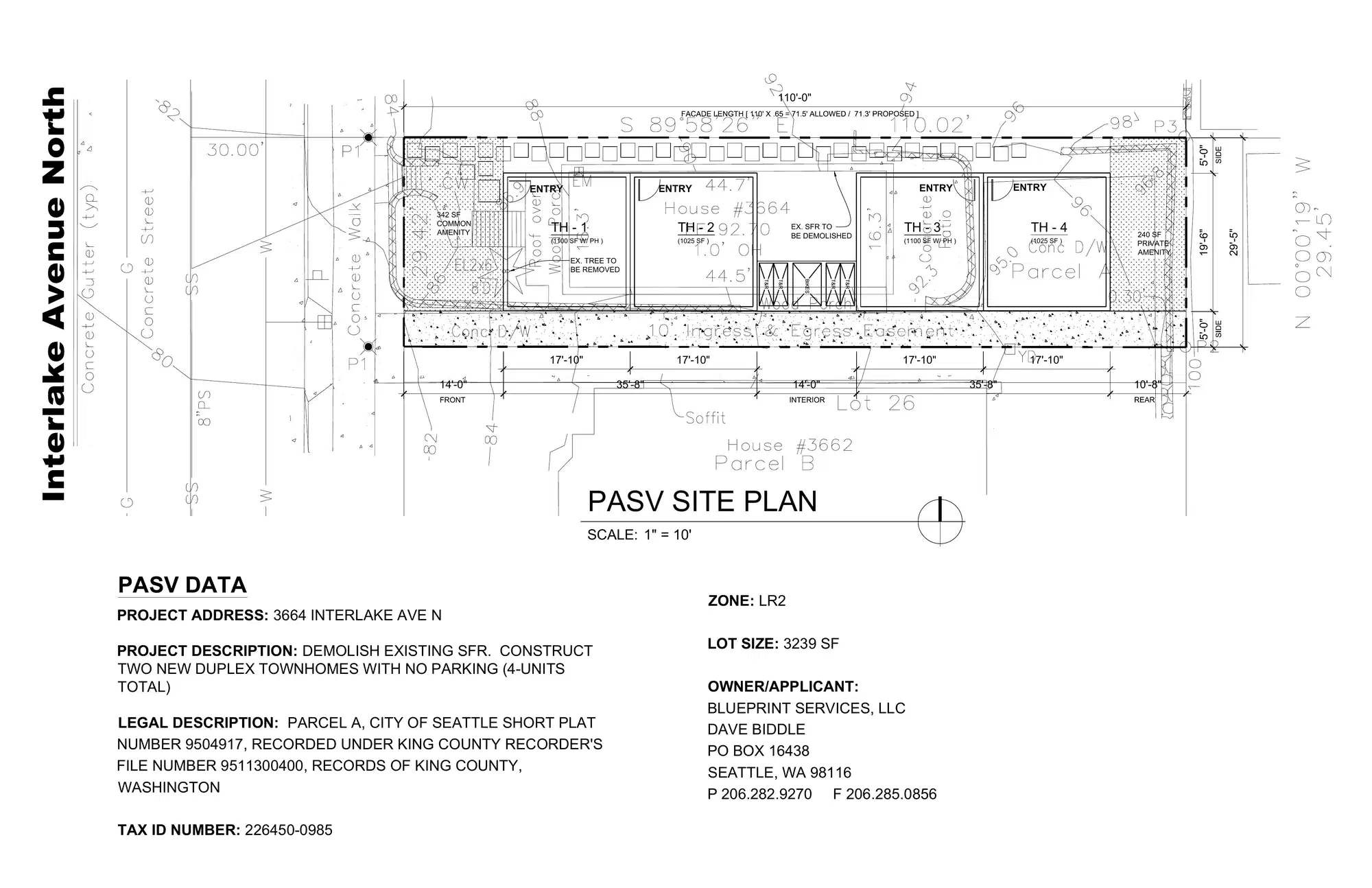 Site plan for 3664 Interlake Ave N