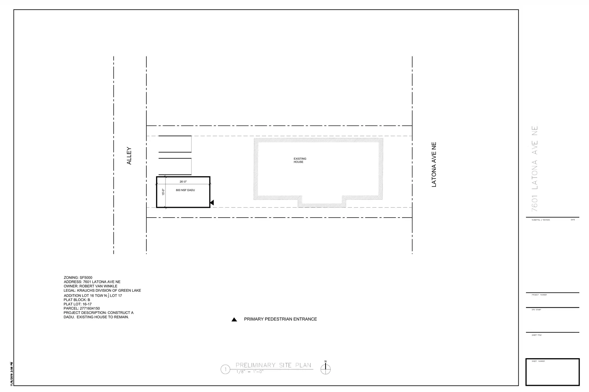 Site plan for 7601 Latona Ave NE