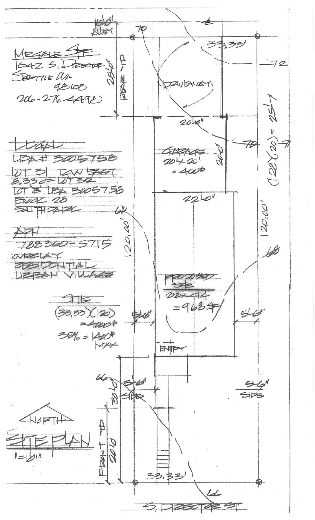 Site plan for 1042 S Director St