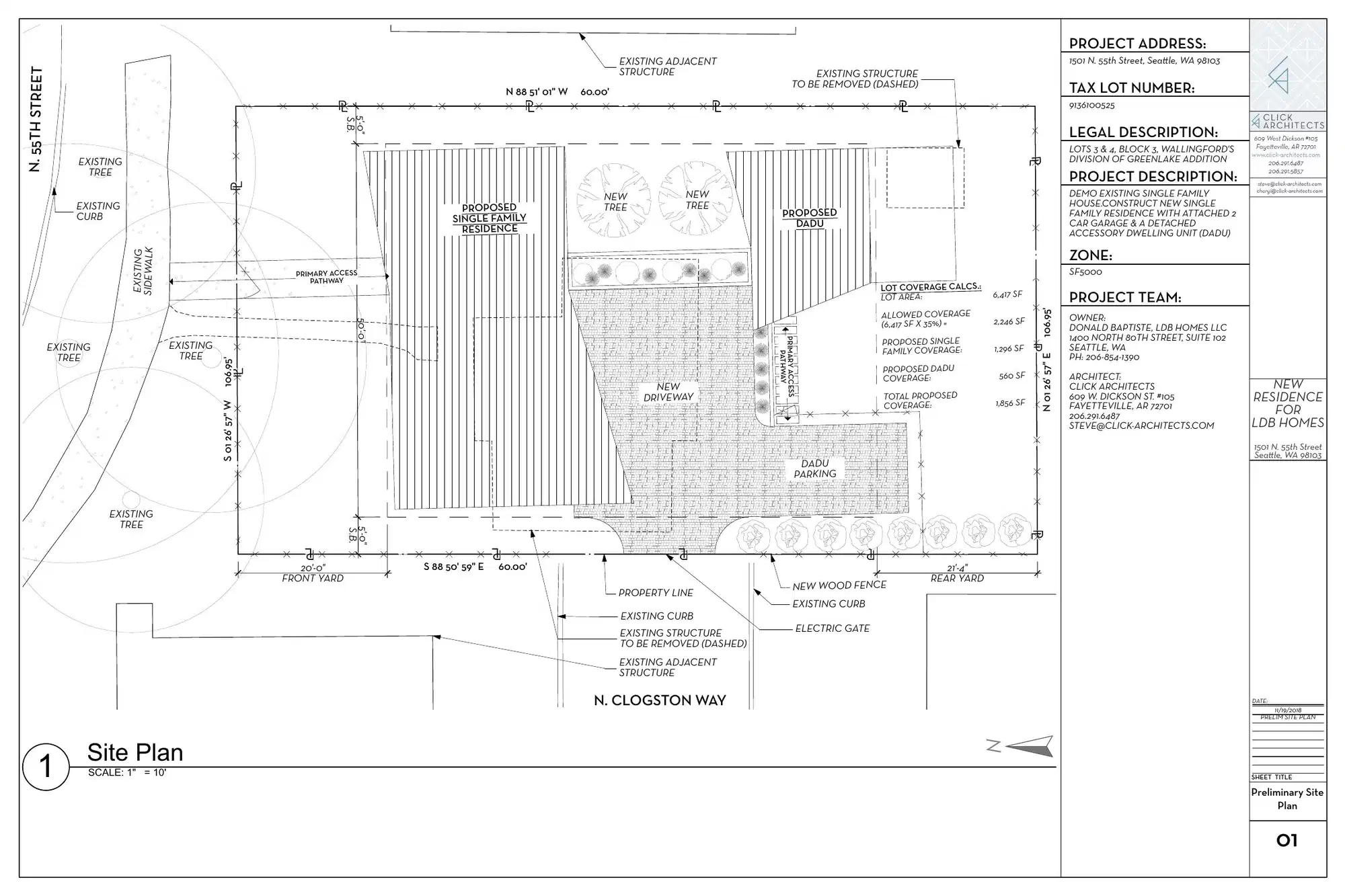 Site plan for 1501 N 55th St
