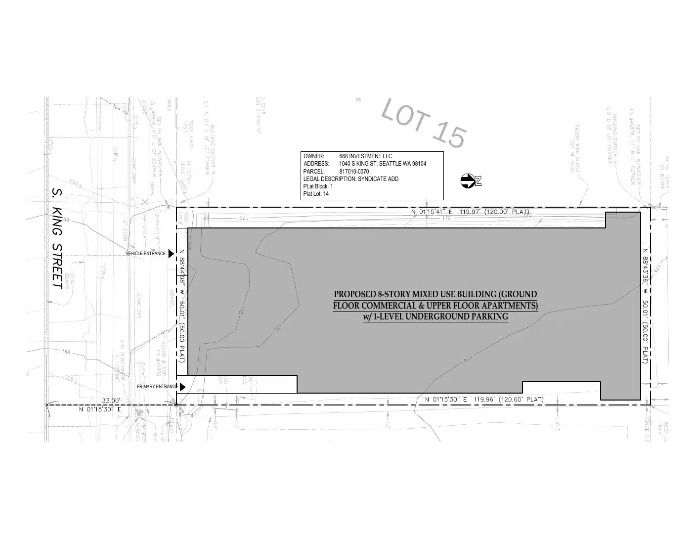 Site plan for 1040 S King St