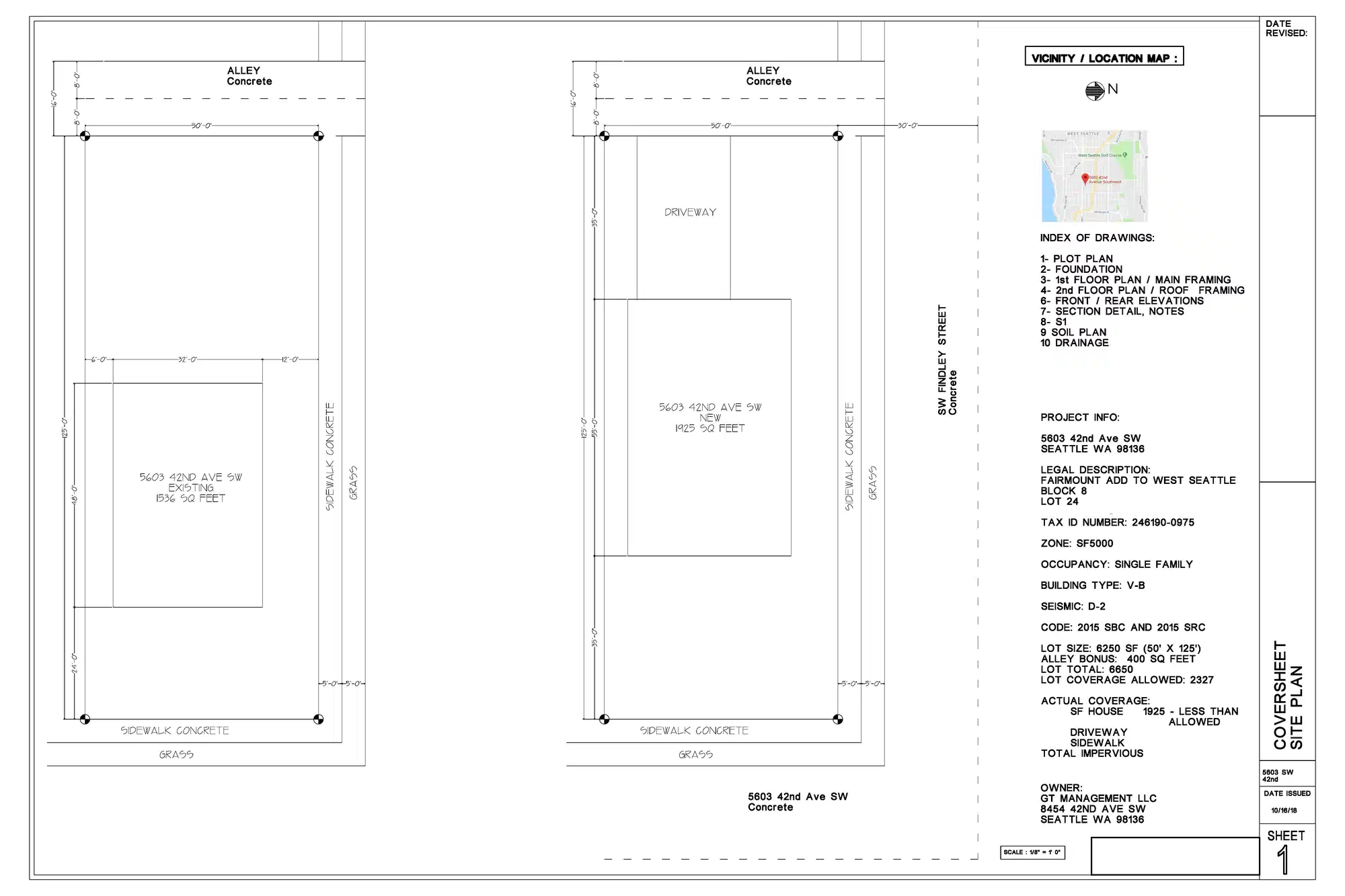 Site plan for 5603 42nd Ave SW
