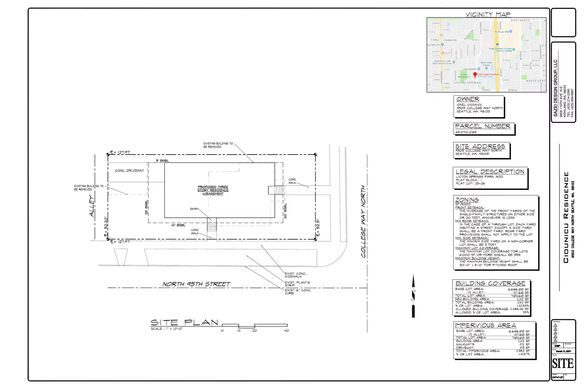 Site plan for 9503 College Way N