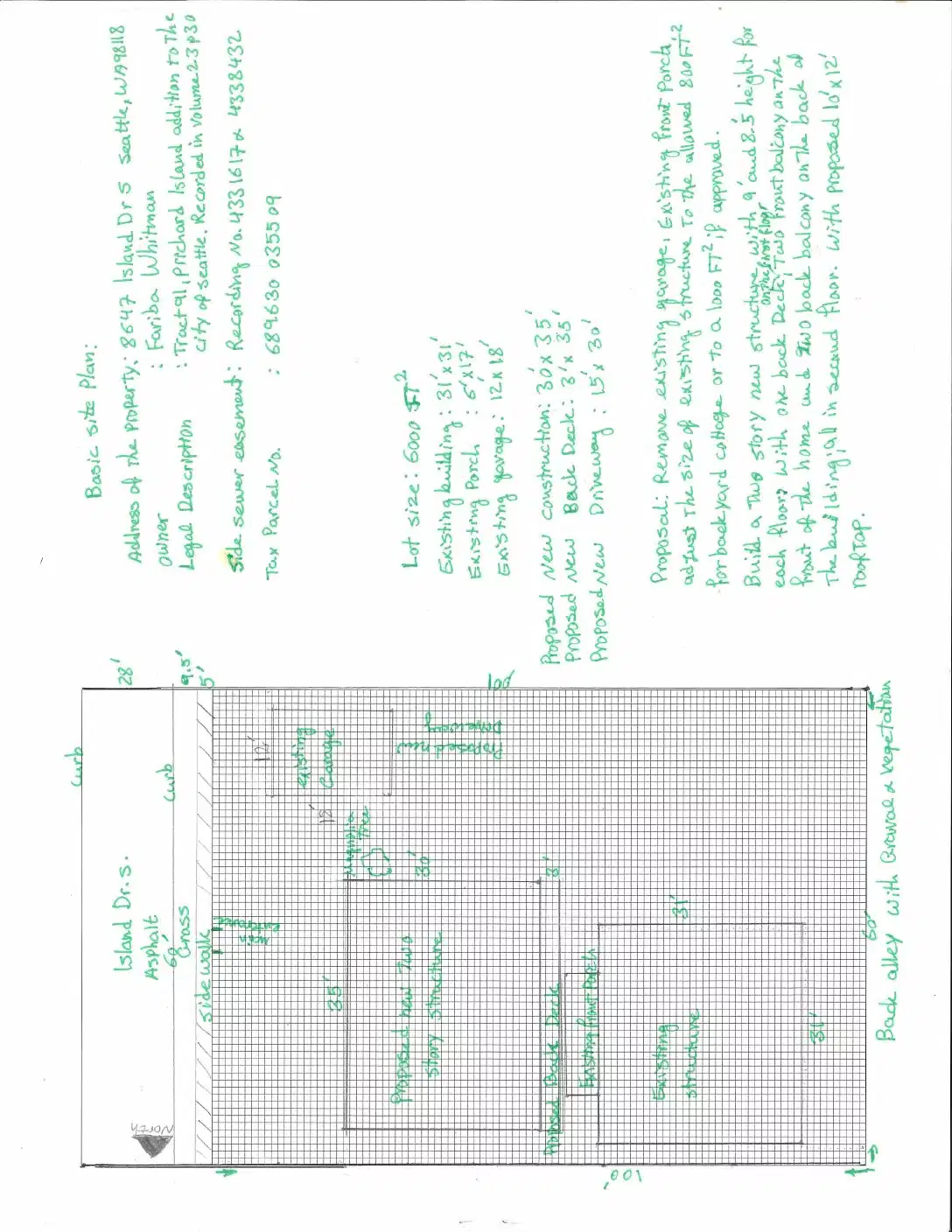 Site plan for 8647 Island Dr S