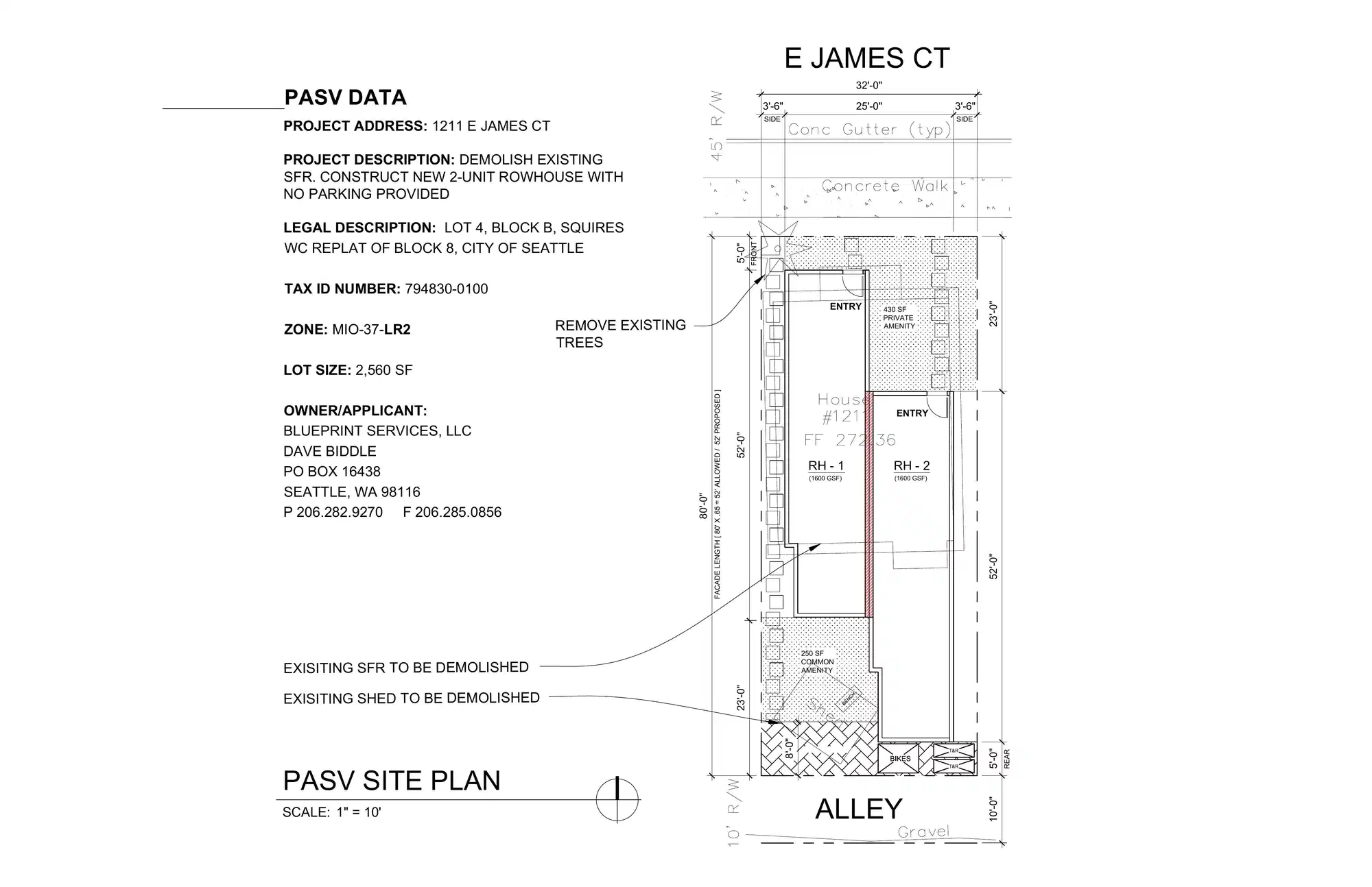 Site plan for 1211 E James Ct