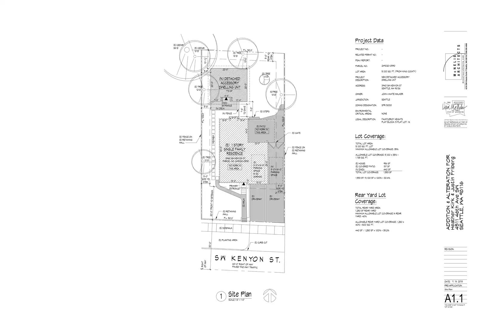 Site plan for 3940 SW Kenyon St