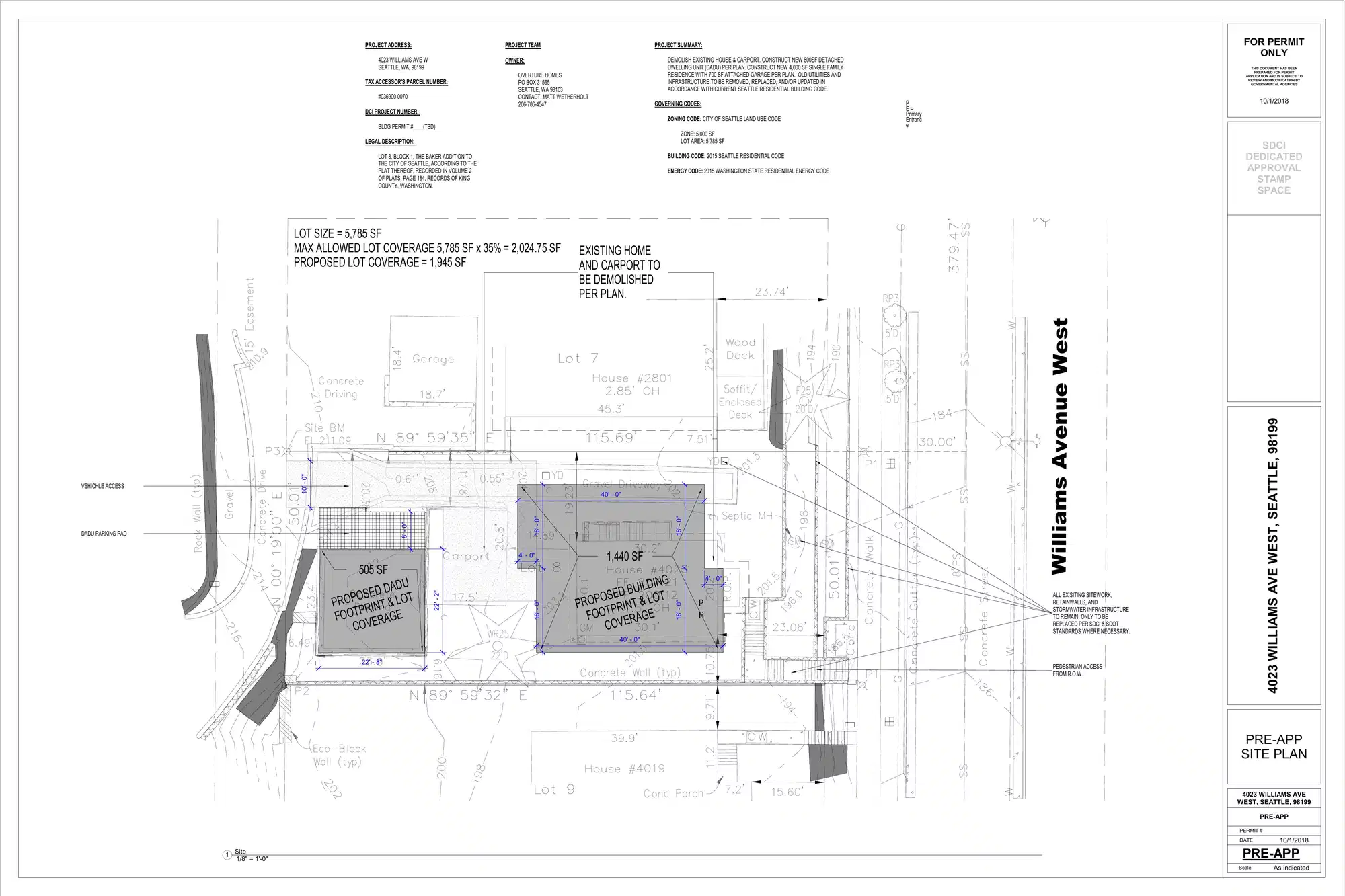 Site plan for 4023 Williams Ave W