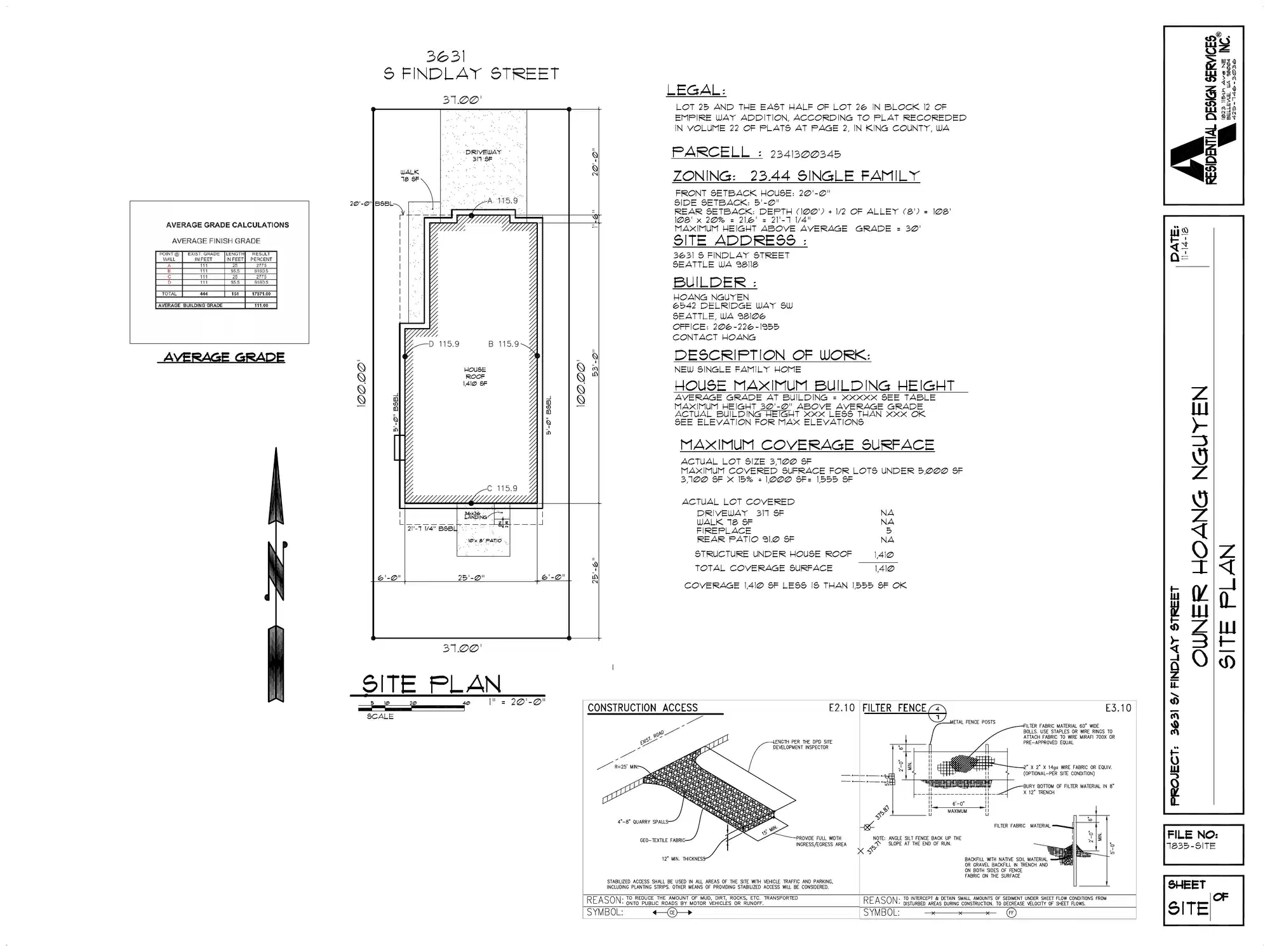 Site plan for 3631 S Findlay St