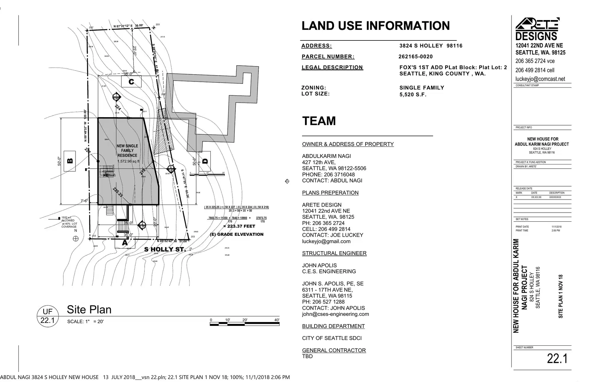 Site plan for 3524 S Holly St