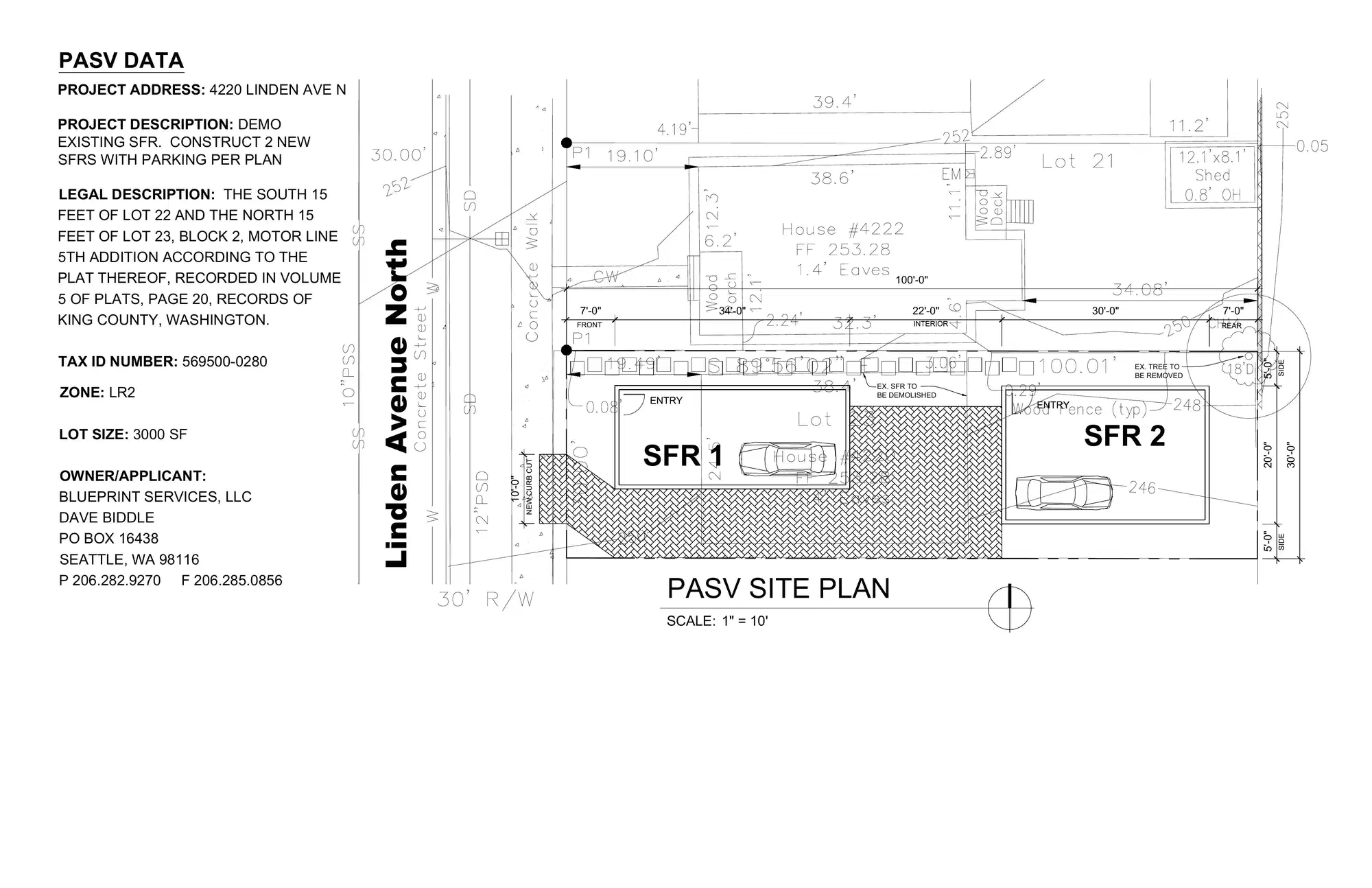 Site plan for 4218 Linden Ave N