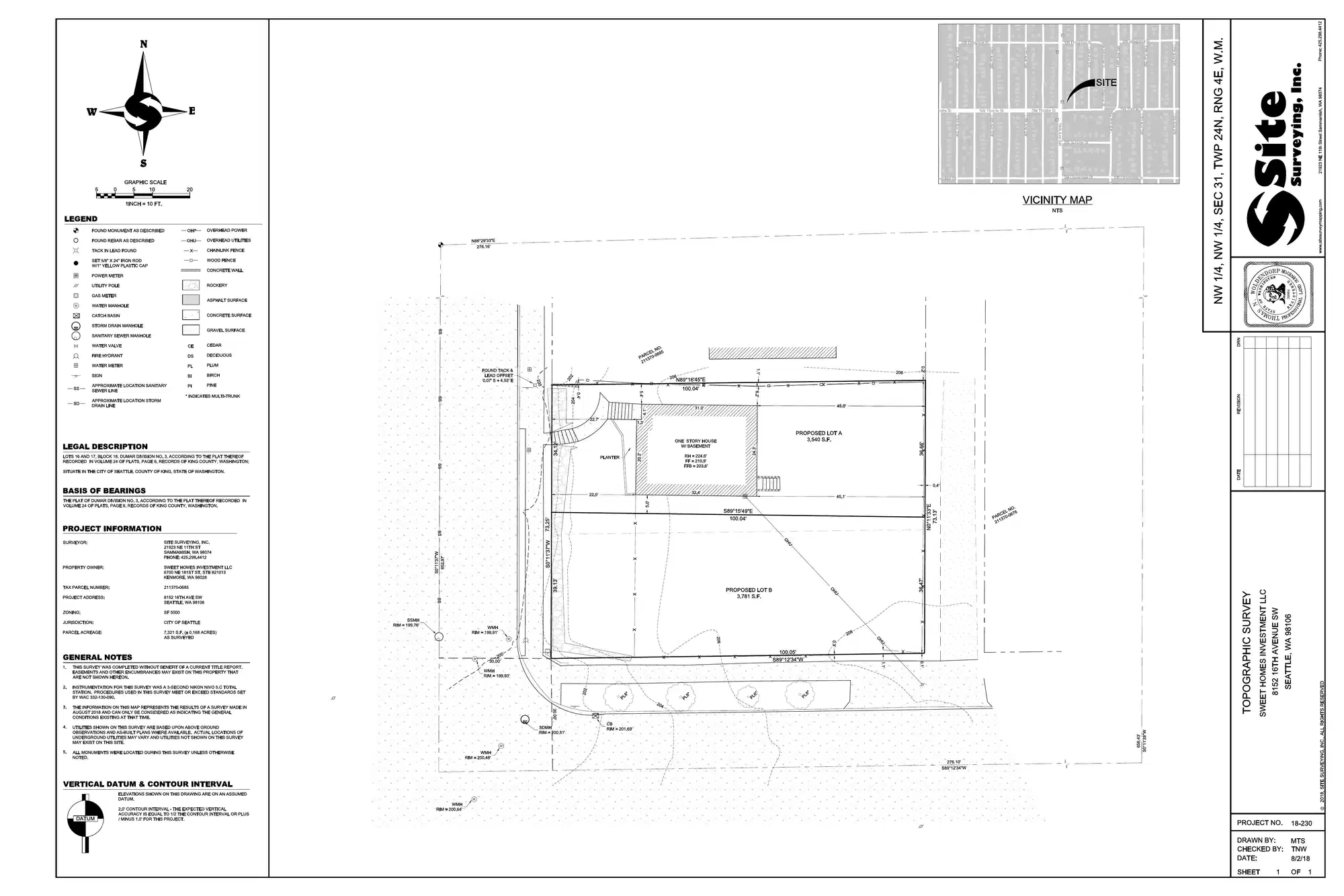 Site plan for 8152 16th Ave SW