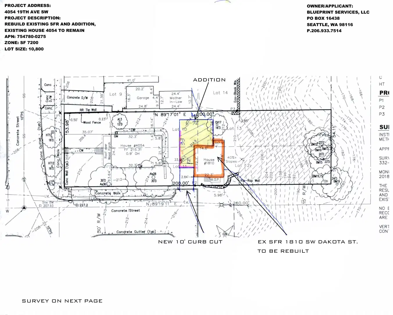 Site plan for 1810 SW Dakota St