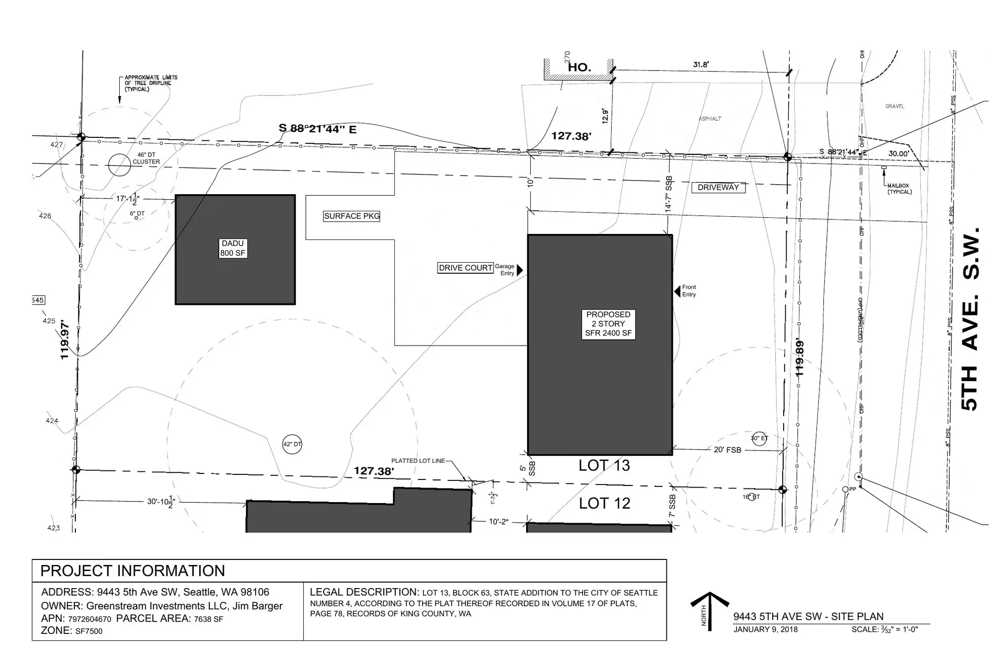 Site plan for 9443 5th Ave SW
