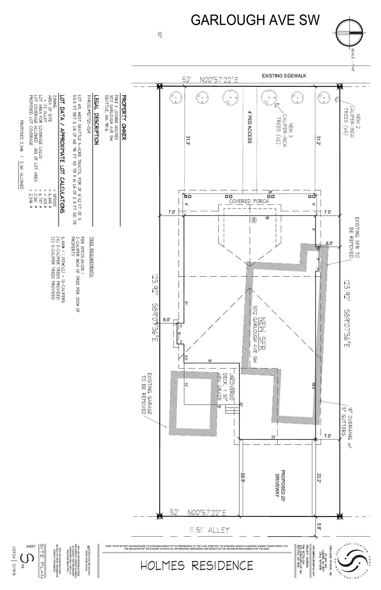 Site plan for 3012 Garlough Ave SW