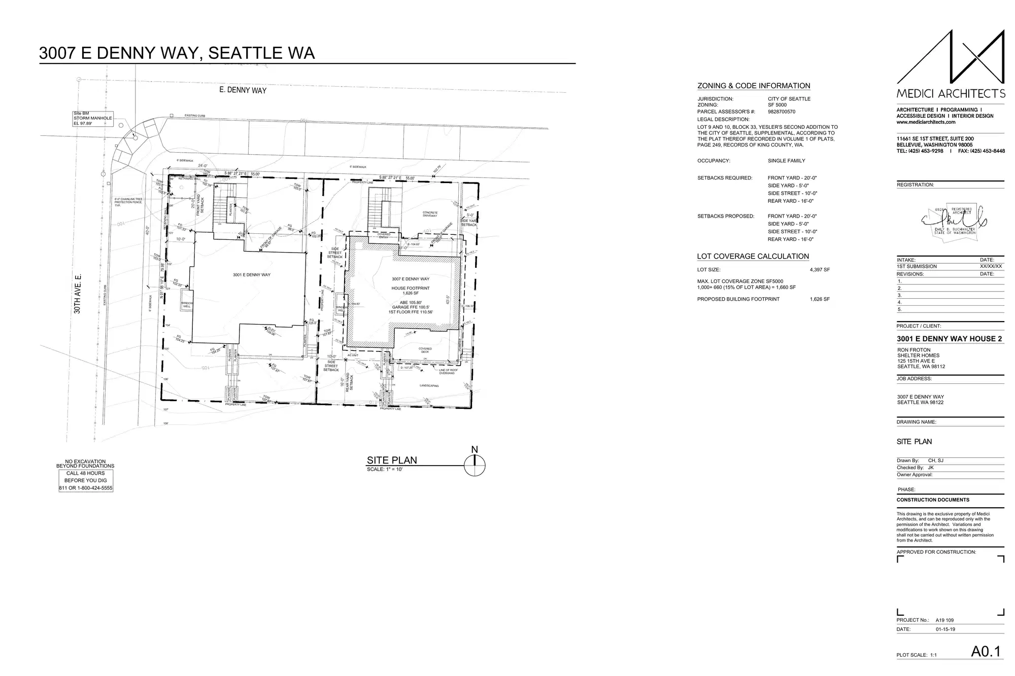 Site plan for 3007 E Denny Way