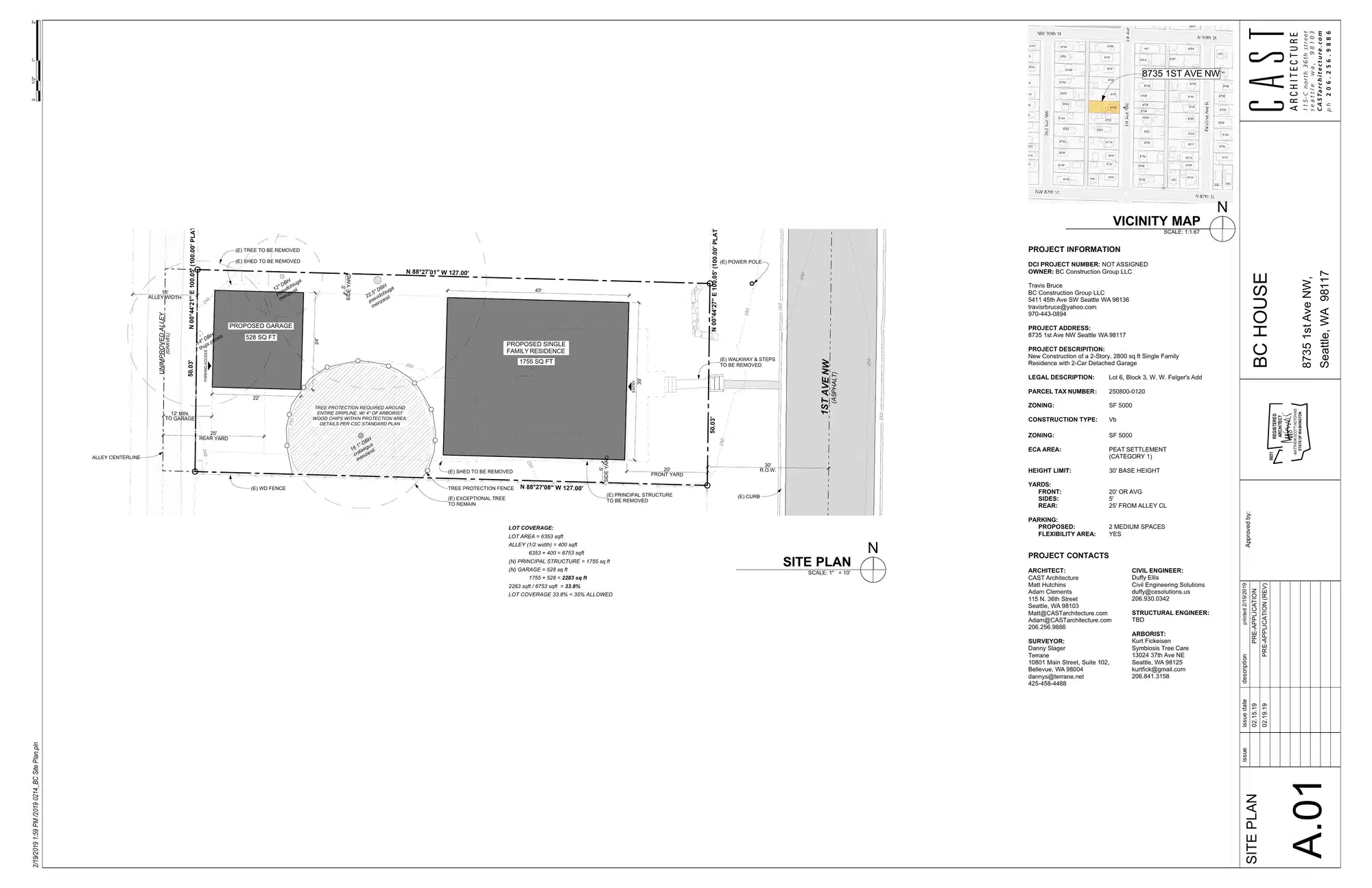 Site plan for 8735 1st Ave NW