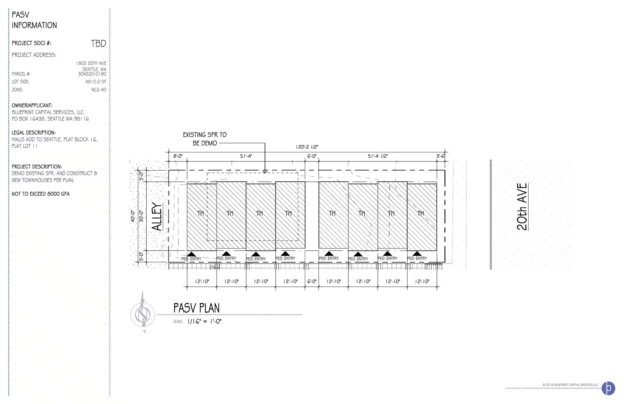 Site plan for 1805 20th Ave