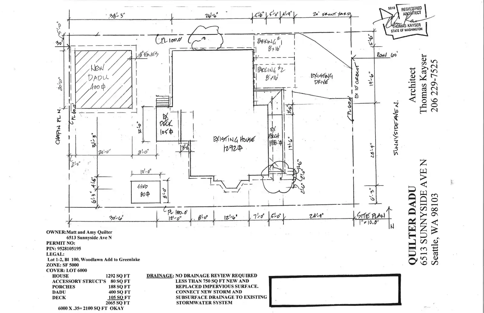 Site plan for 6513 Sunnyside Ave N