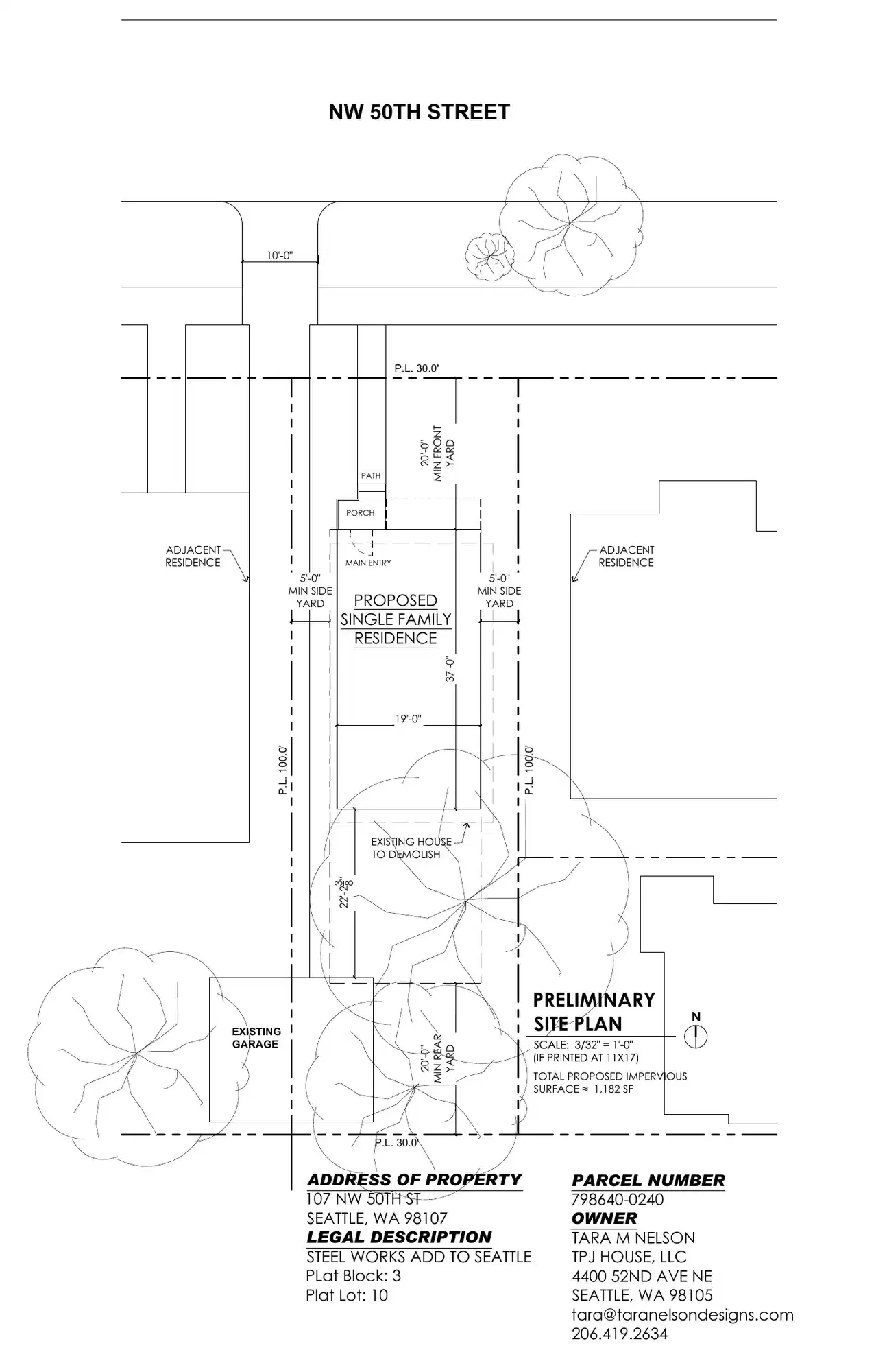 Site plan for 107 NW 50th St