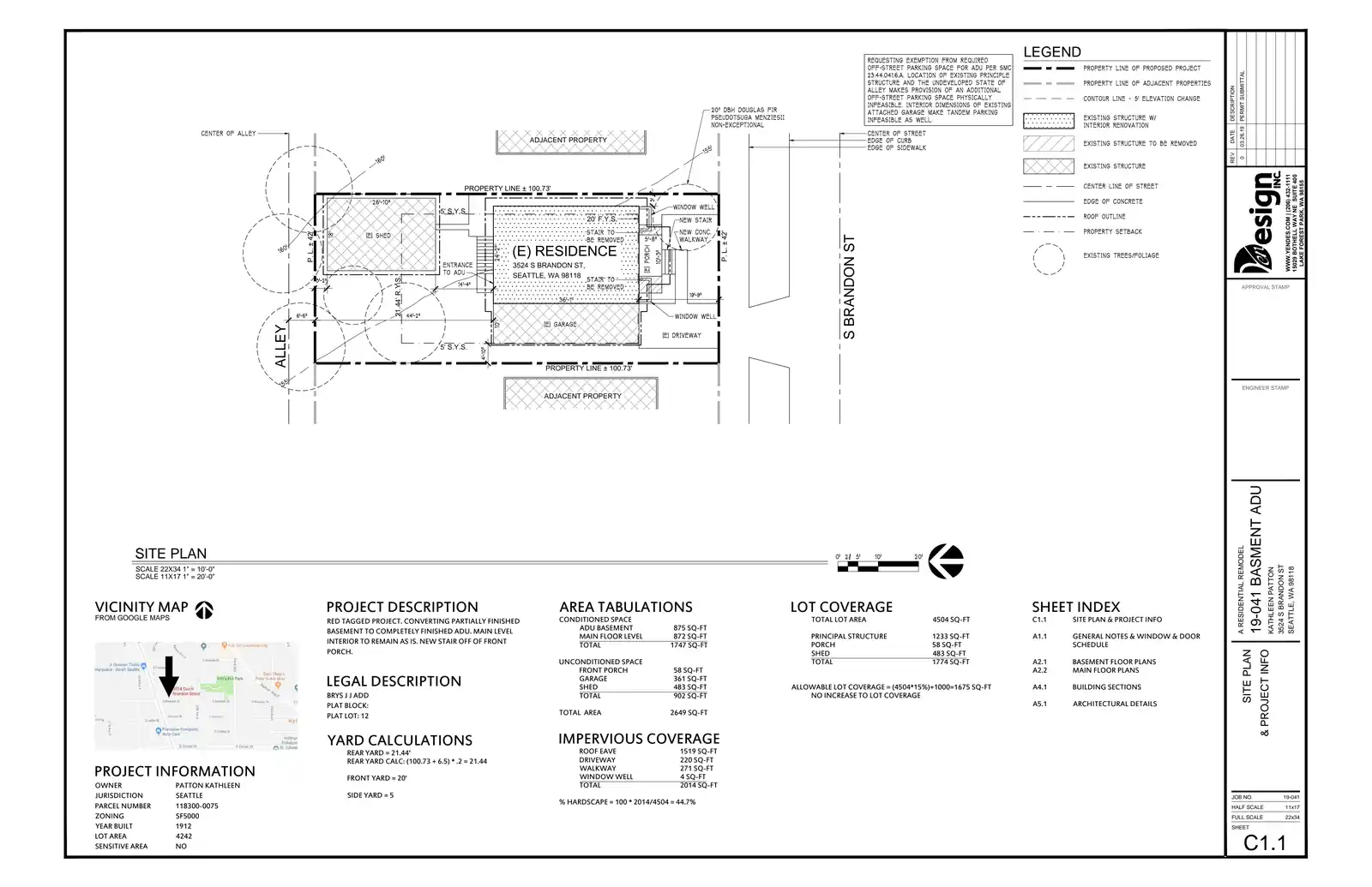 Site plan for 3524 S Brandon St