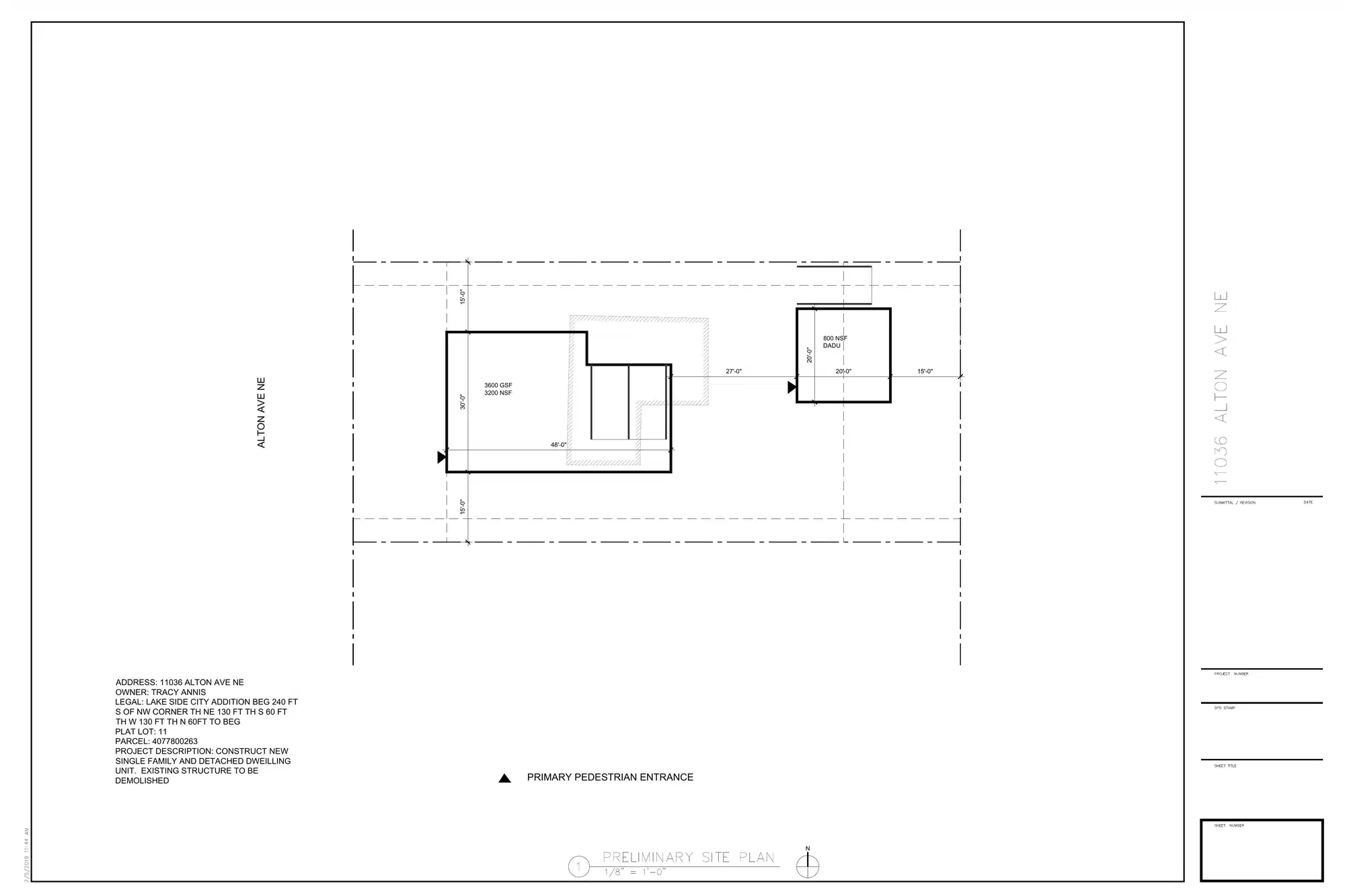 Site plan for 11036 Alton Ave NE