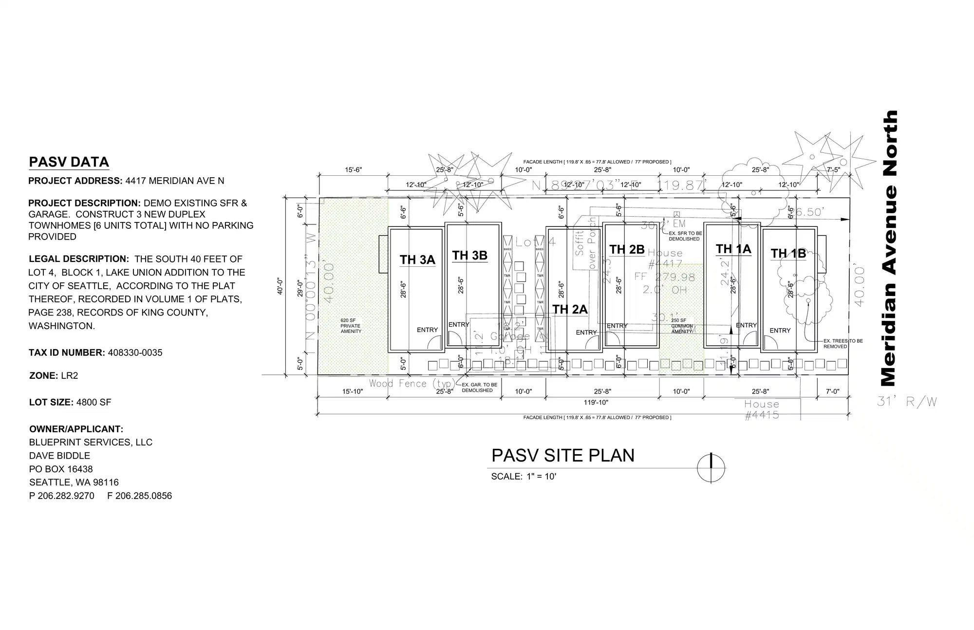 Site plan for 4417 Meridian Ave N
