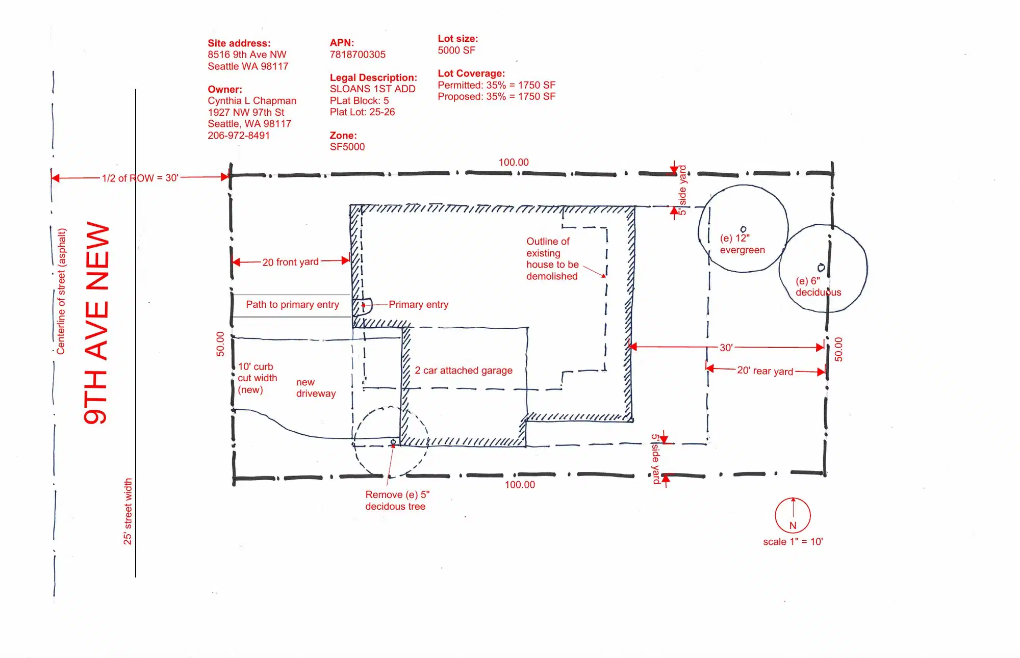 Site plan for 8516 9th Ave NW