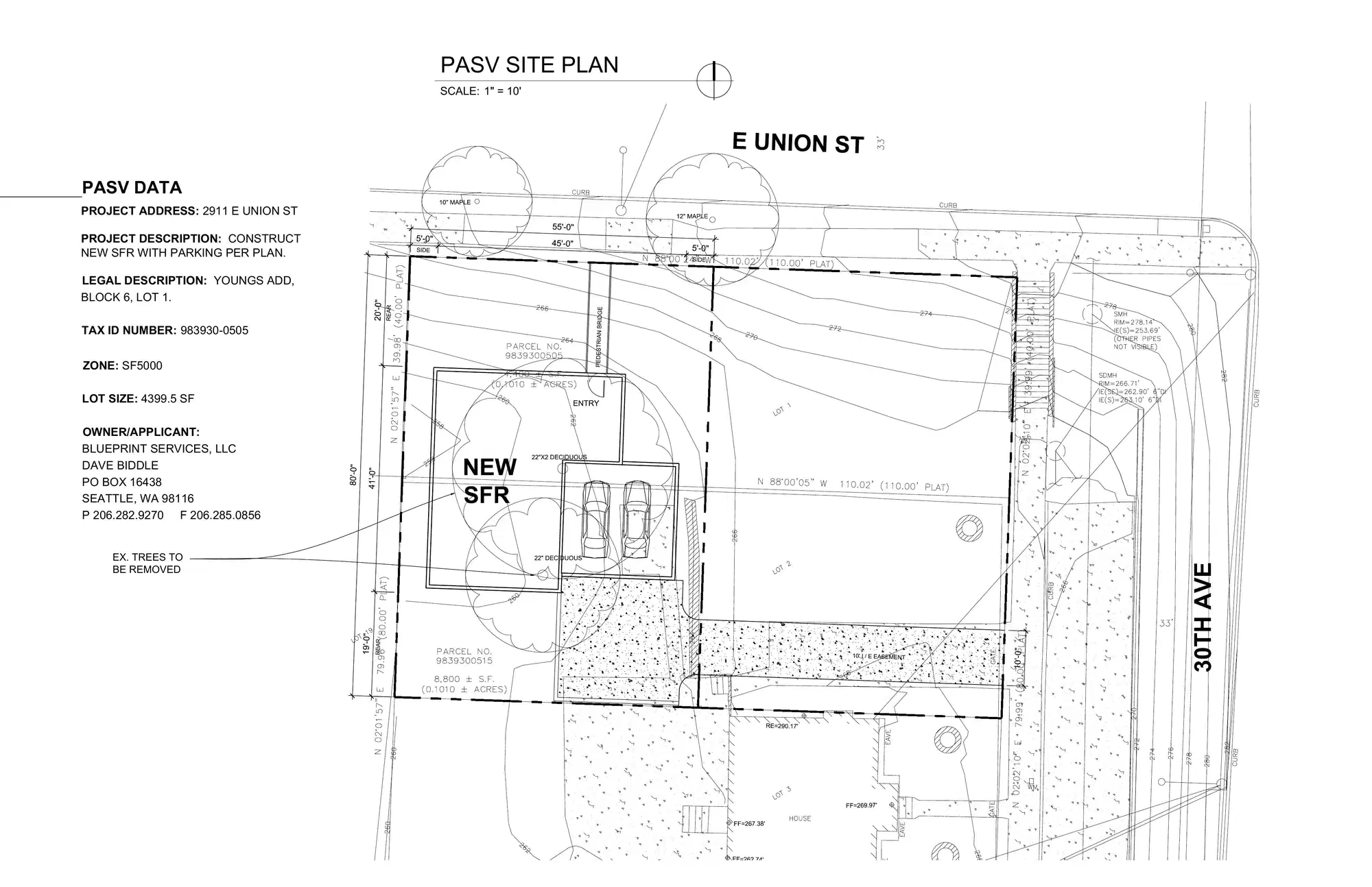 Site plan for 2913 E Union St