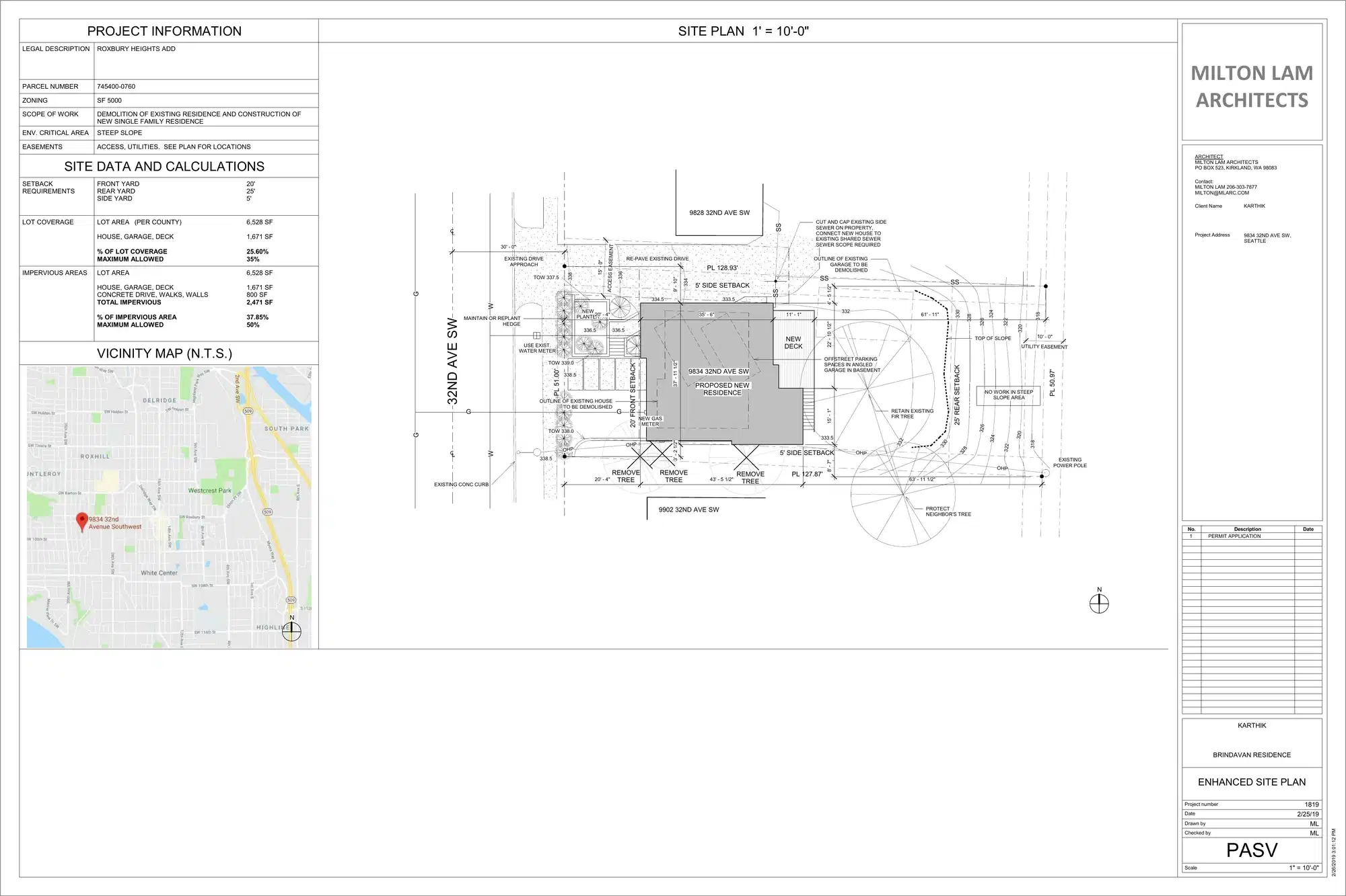 Site plan for 9834 32nd Ave SW