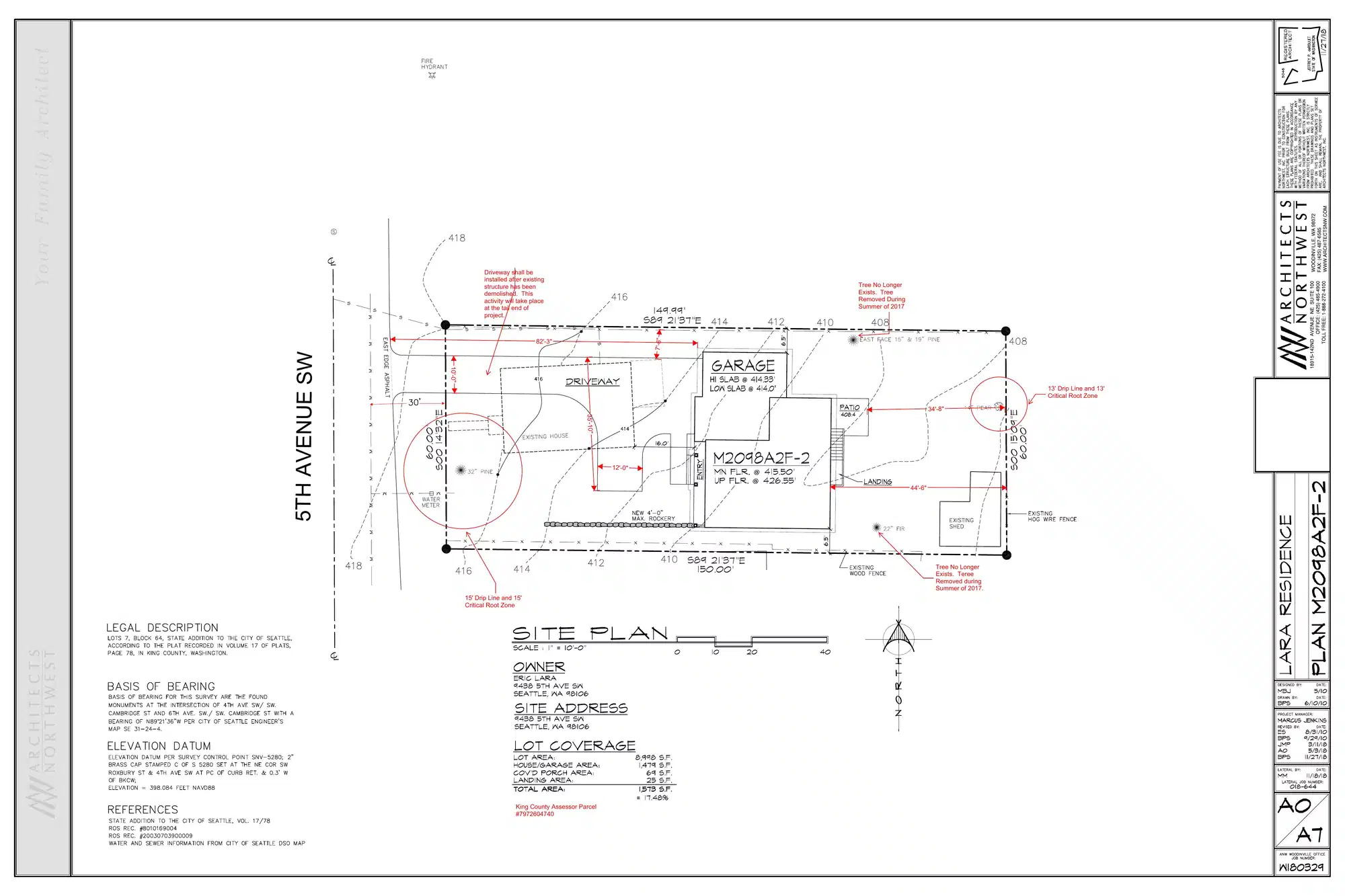 Site plan for 9438 5th Ave SW