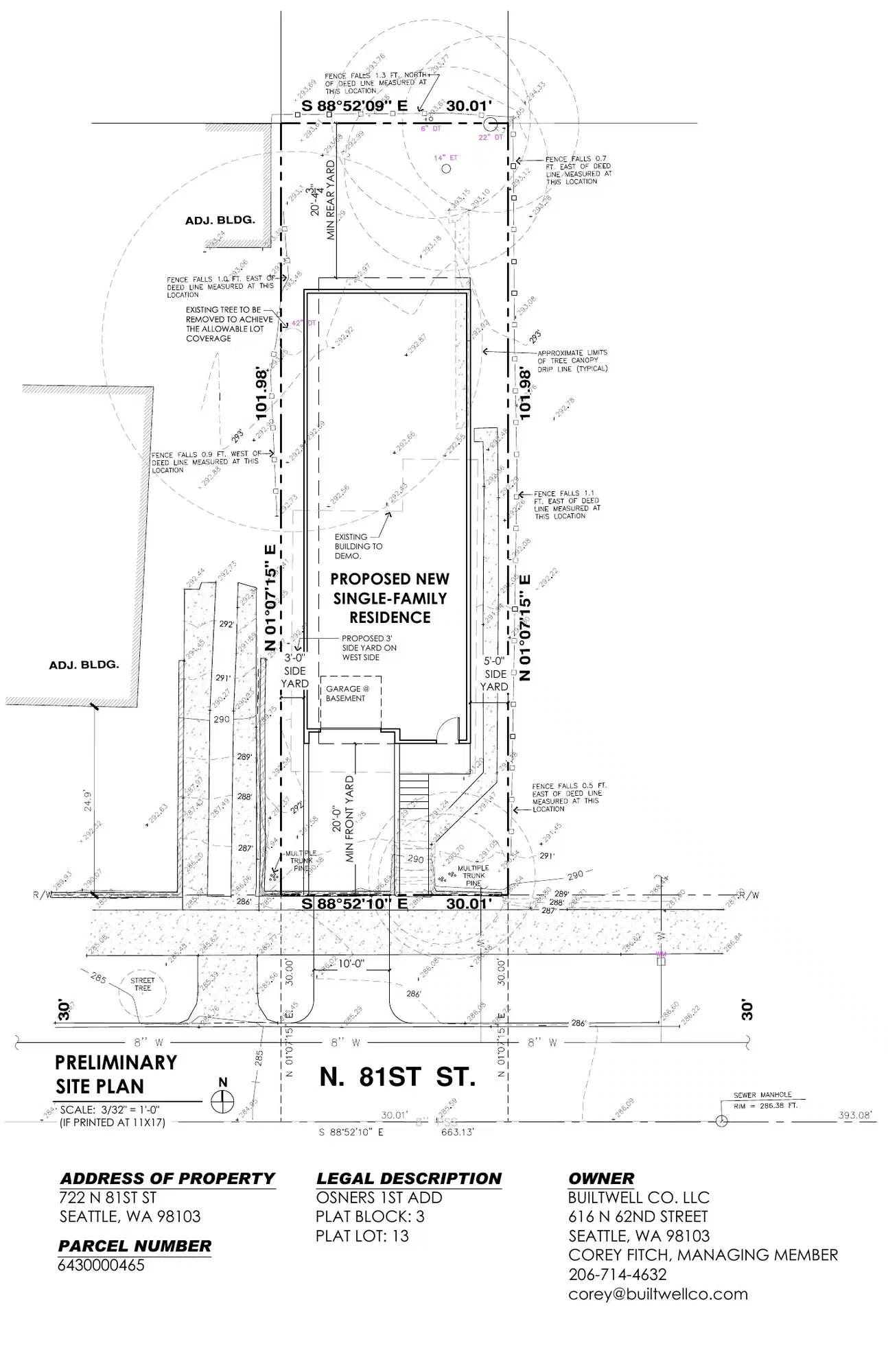 Site plan for 722 N 81st St