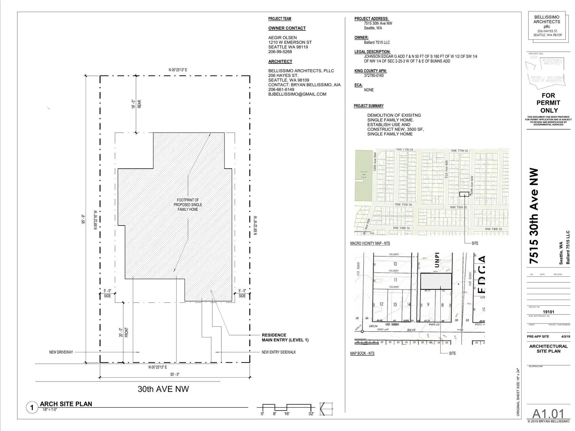 Site plan for 7515 30th Ave NW