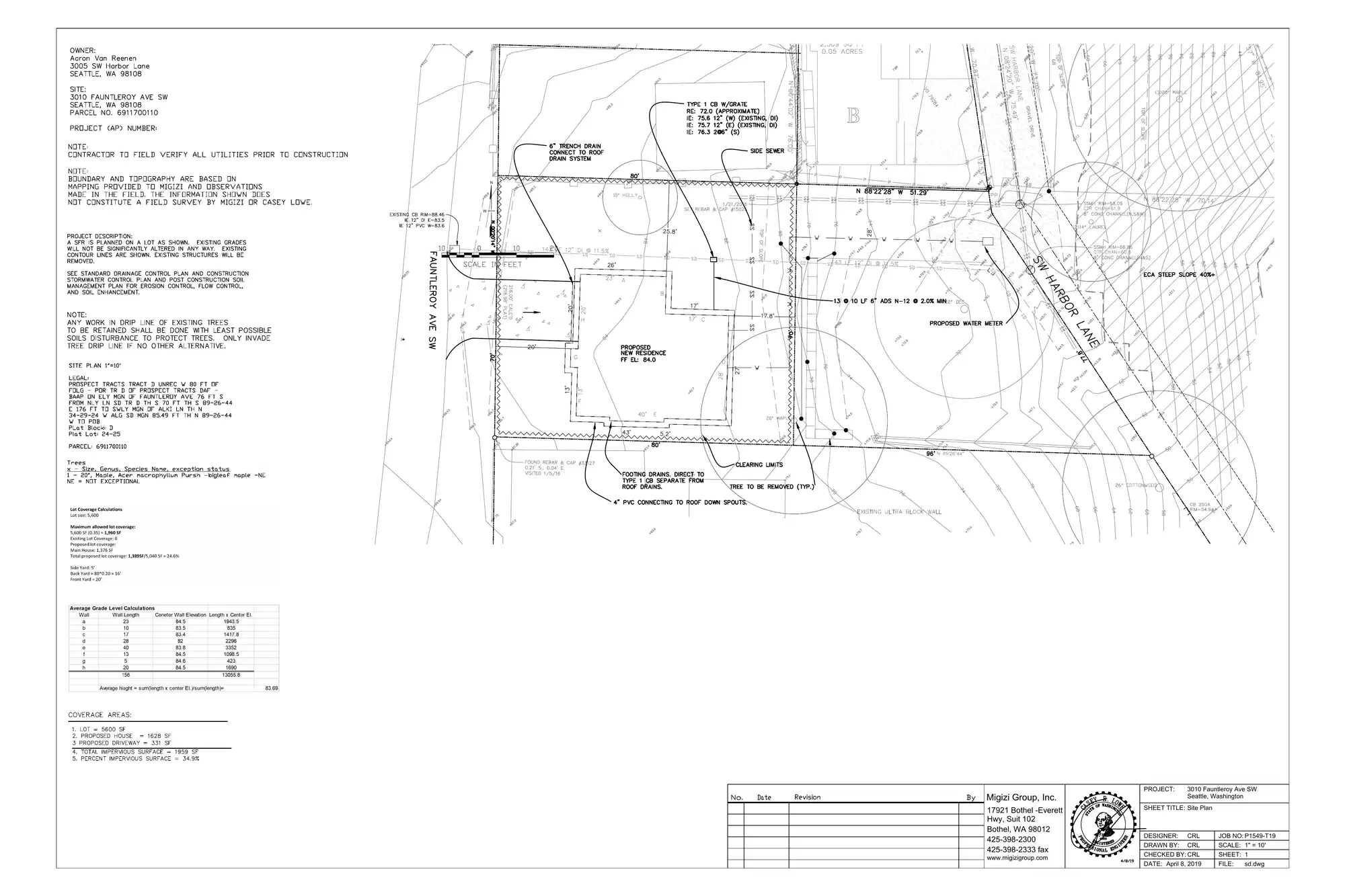 Site plan for 3010 Fauntleroy Ave SW