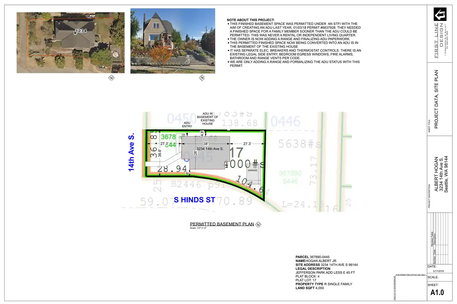 Site plan for 3234 14th Ave S