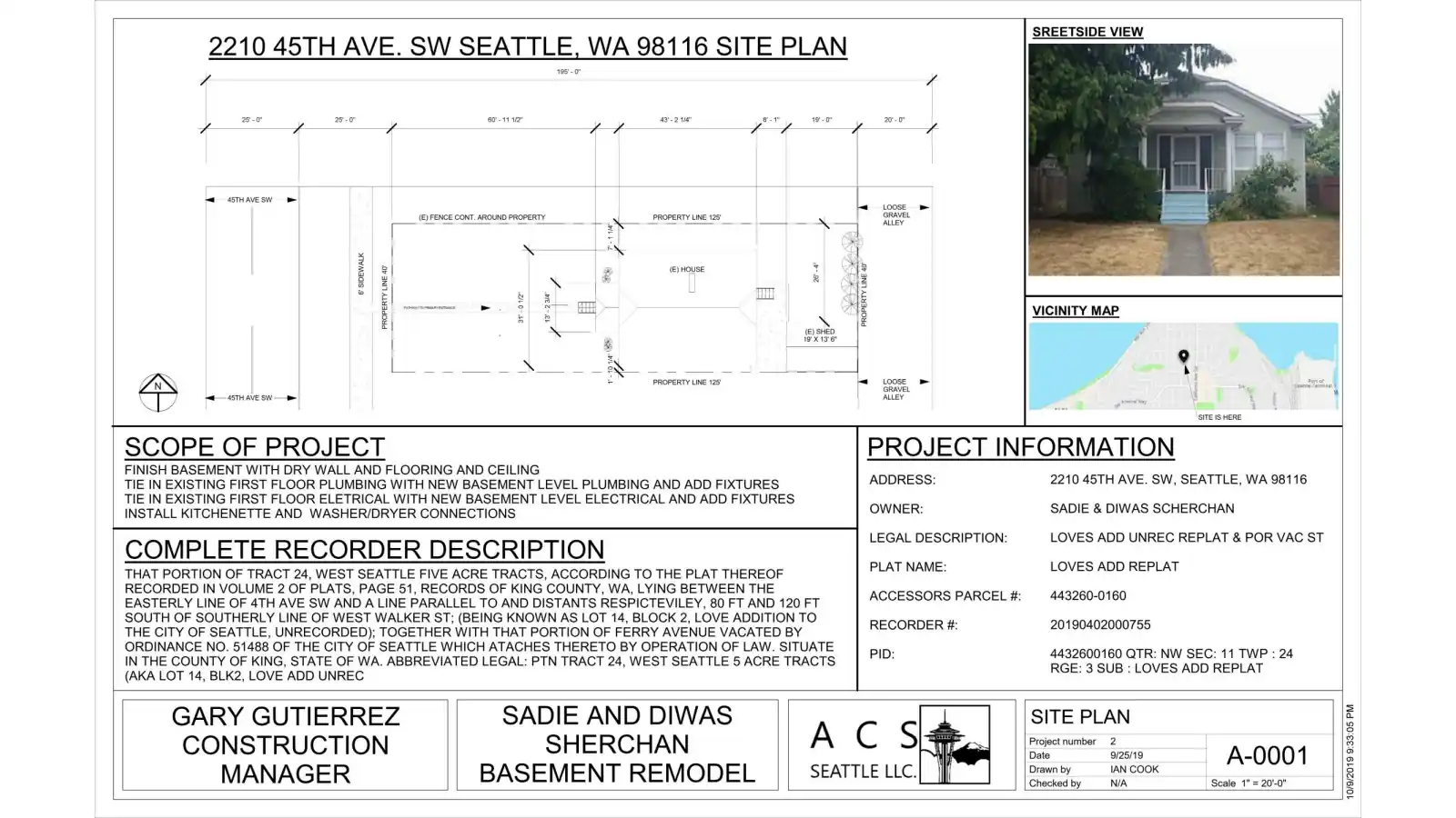 Site plan for 2210 45th Ave SW