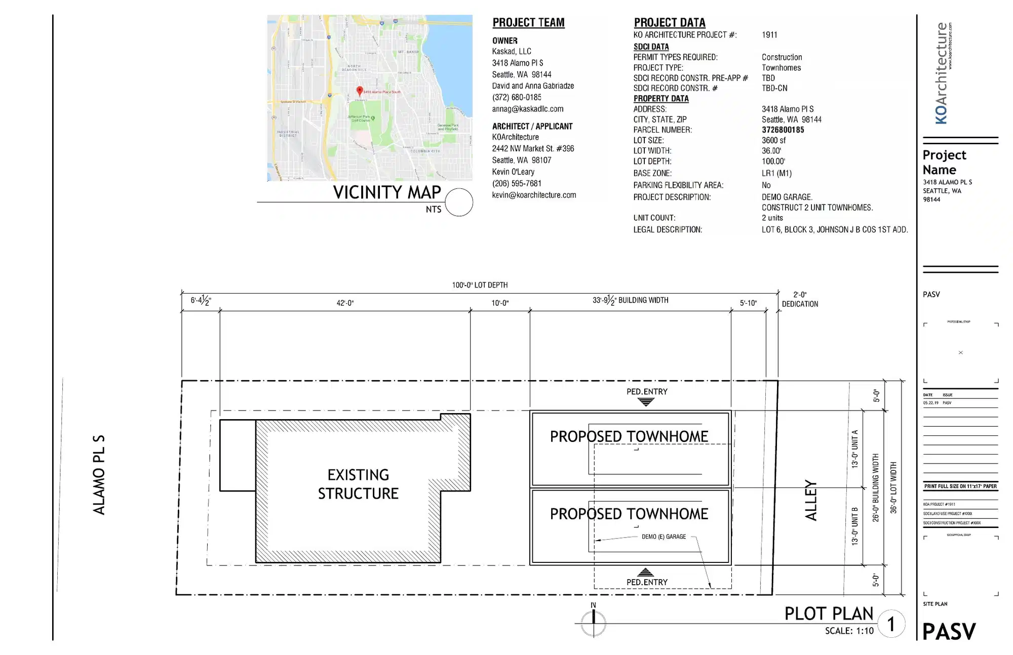 Site plan for 3418 Alamo Pl S