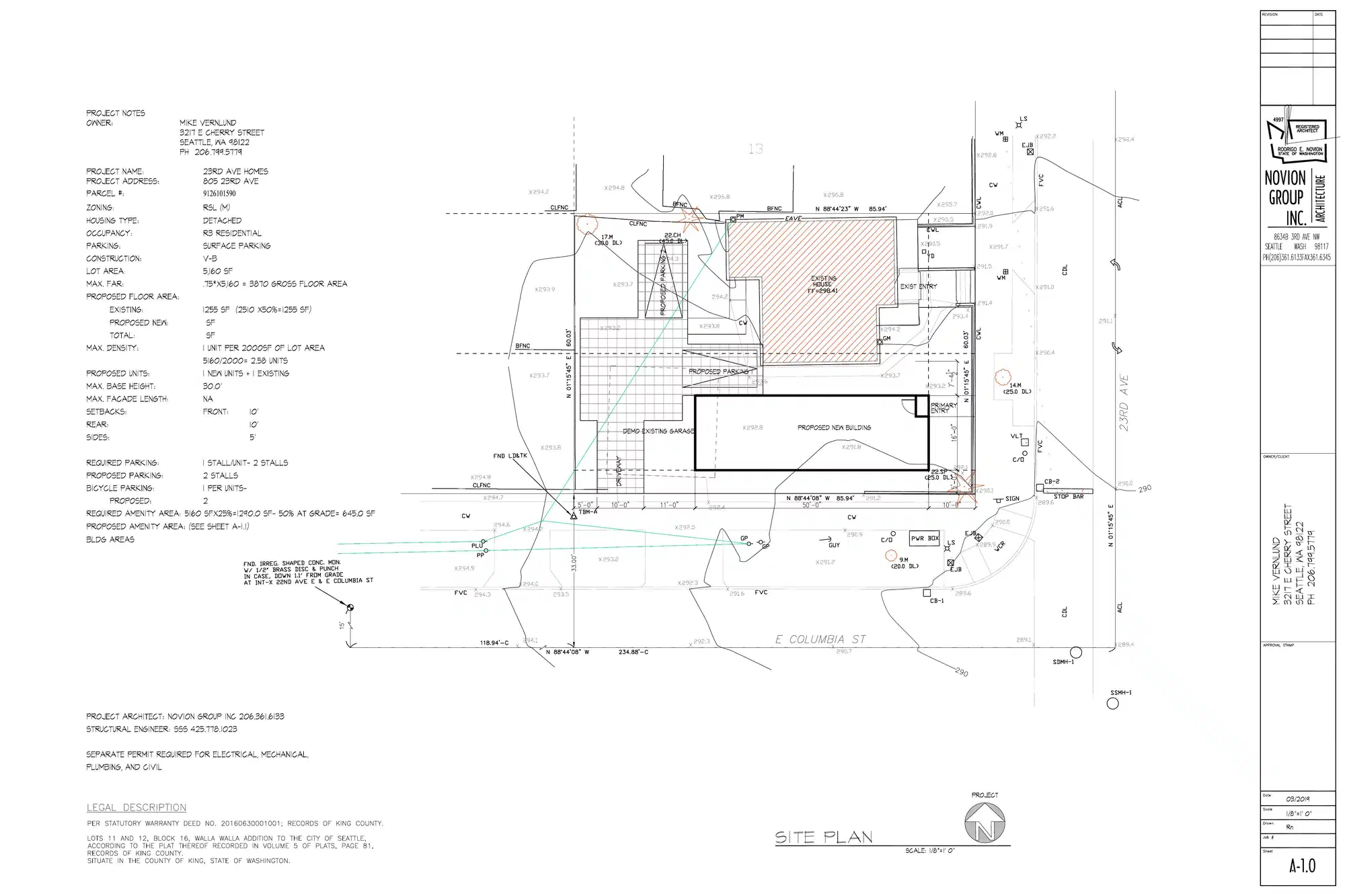 Site plan for 2208 E Columbia St